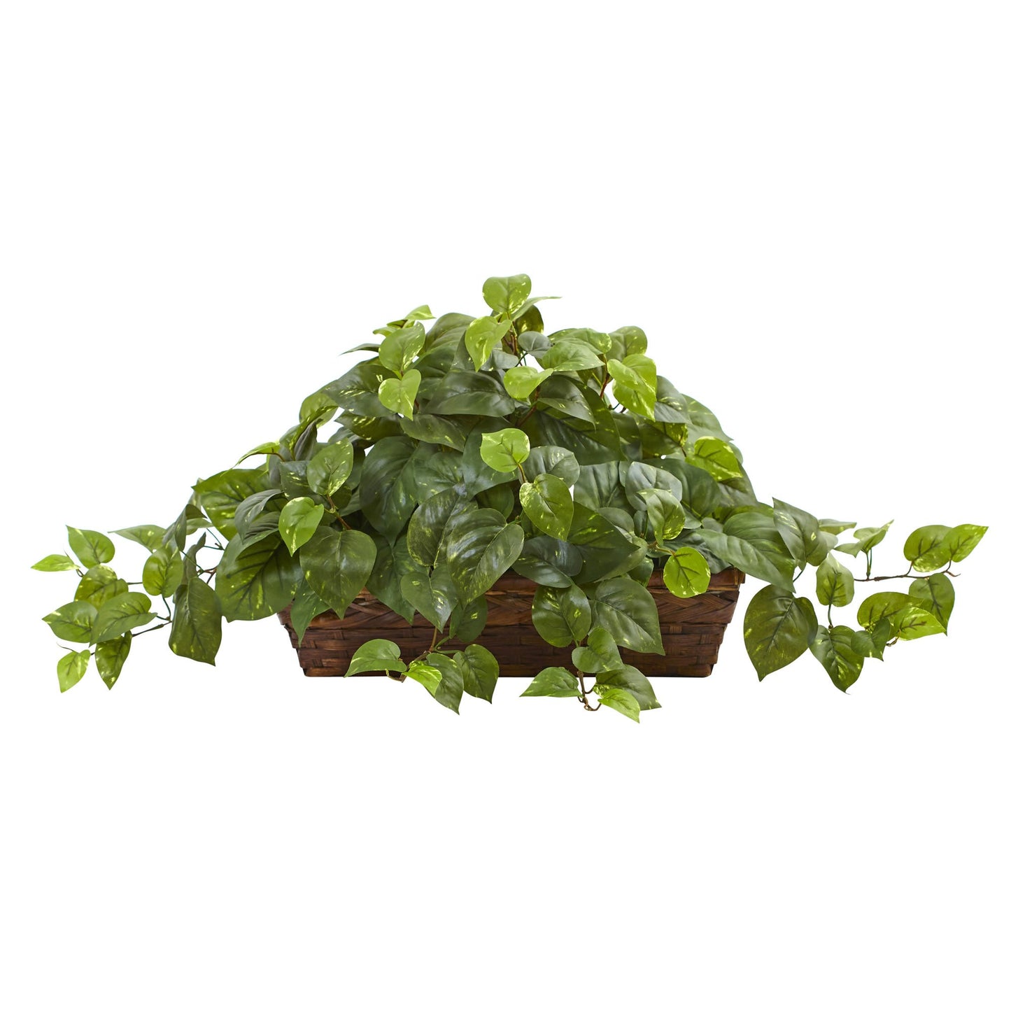 Nearly Natural 34in Artificial Pothos Ivy Plant with Ledge Basket Faux Trailing Cascading Greenery for Indoor Home Decor
