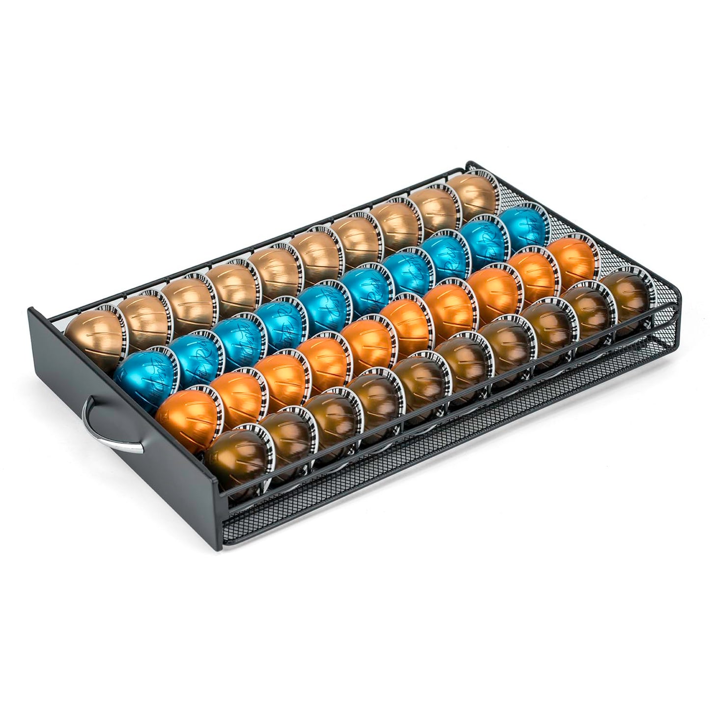 HiveNets for Vertuo Coffee Capsule Storage Drawer Compatible with Nespresso Vertuoline Pods Holder Metal and Wood Top Organizer (can hold 40 Pods)