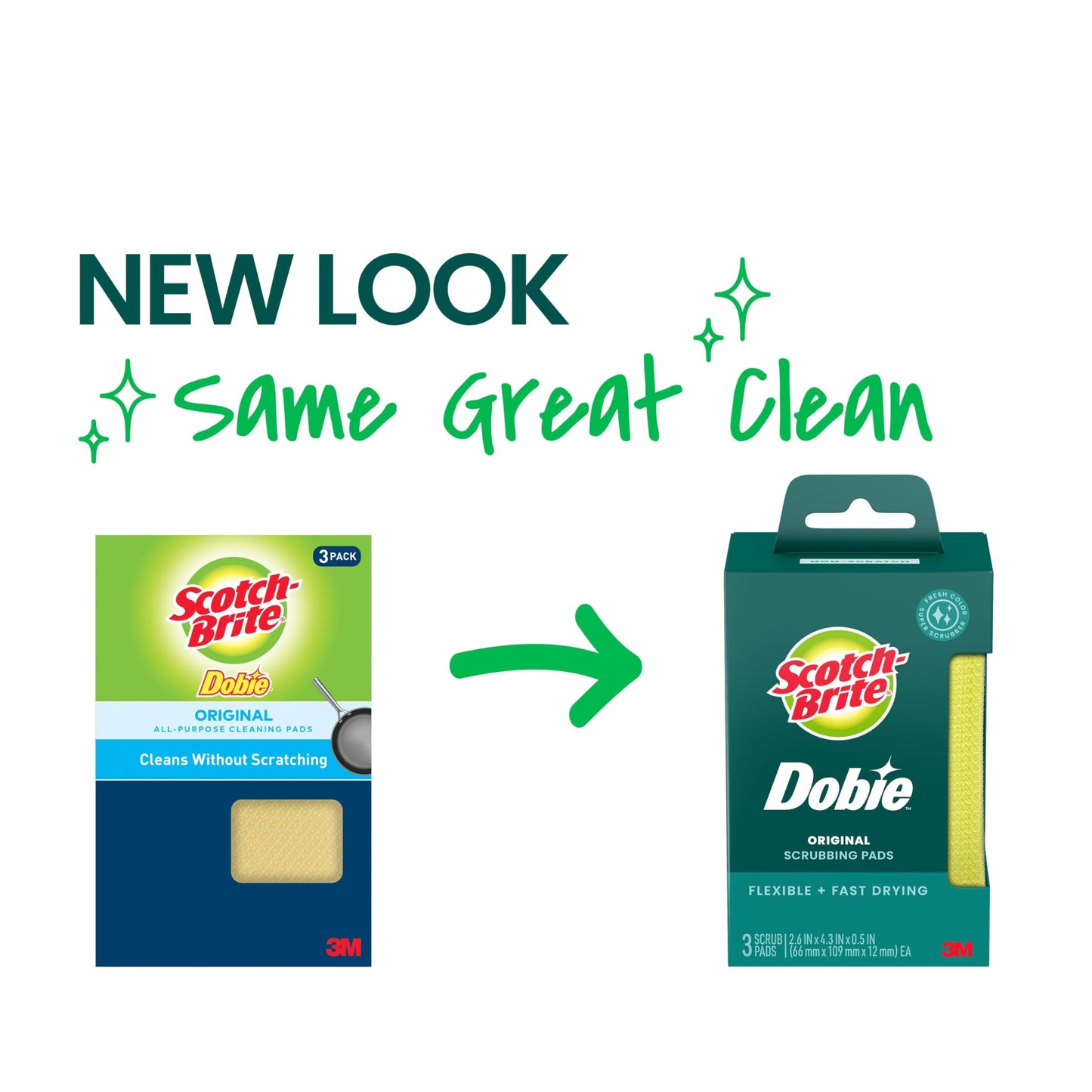 Scotch-Brite Dobie Pads, Dobie Sponge for All Purpose Cleaning of Kitchen, Bathroom, and Household, Non Scratch Dobie Cleaning Pads Safe for Non-Stick Cookware, 24 Dobie Pads
