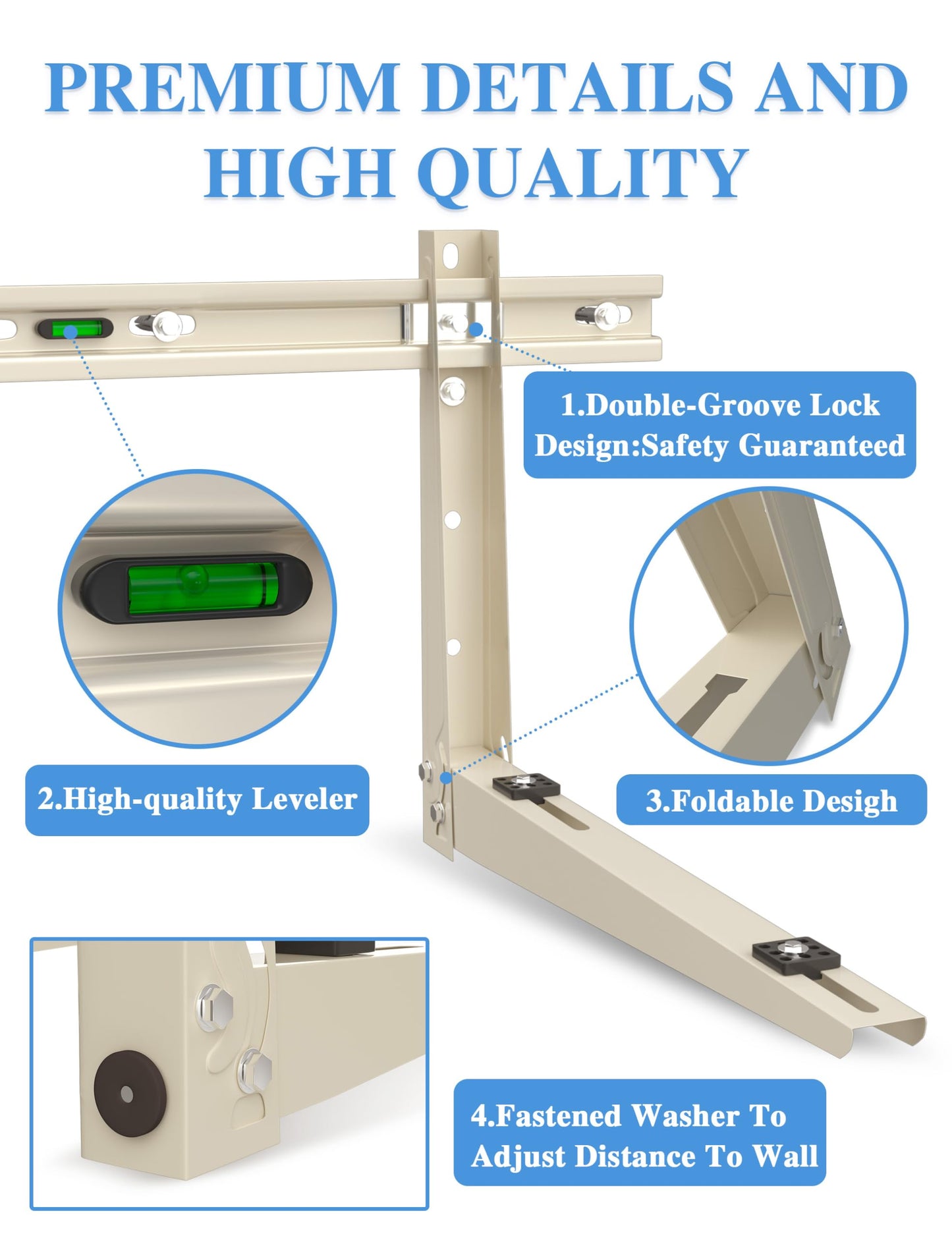 Mini Split Mounting Brackets for Outside, Condenser Bracket with Leveler for 7000 BTU to 24000 BTU Outdoor Ductless Mini Split Air Conditioner Heat Pump AC Systems, Max 490 Lb Capacity