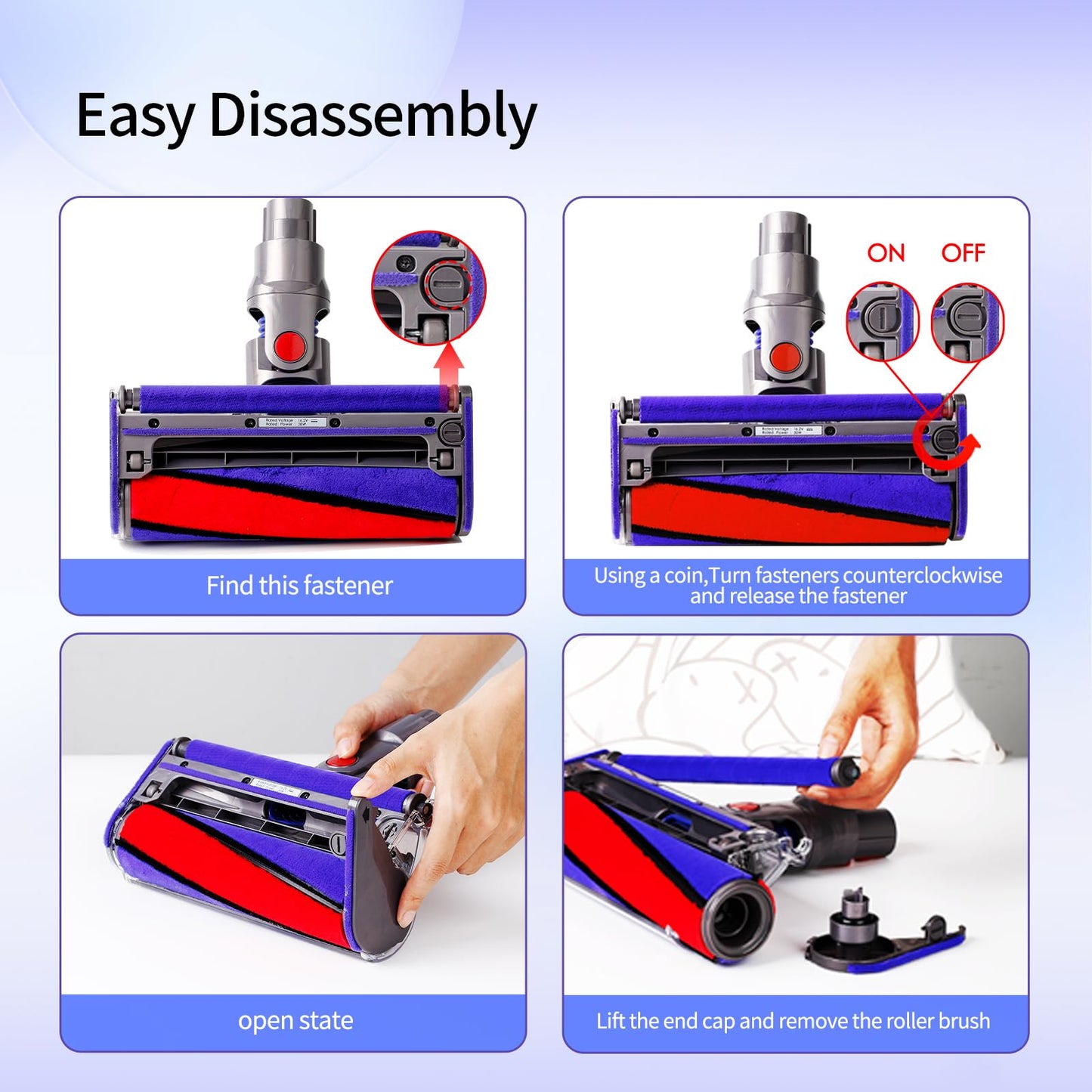 OTTWL Soft Roller Replacement Vacuum Head Compatible with Dyson V7,V8, Cyclone V10,V11,V15 Cordless Vacuum Cleaners, Suitable for Thin Carpets, Hardwood Floor