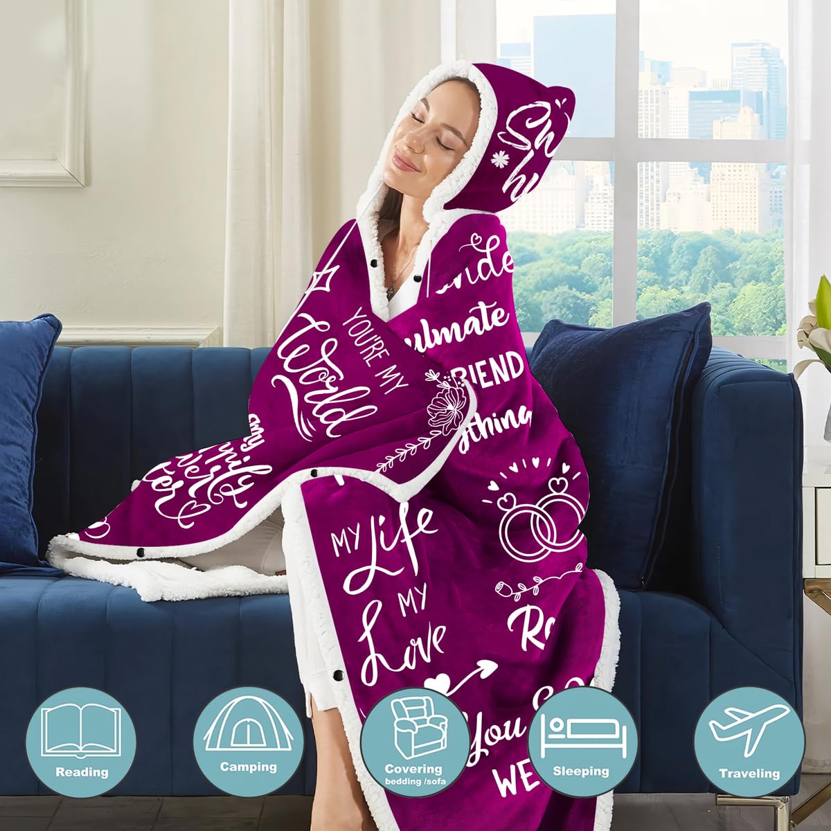 Warmstorey To My Wife Fleece Wearable Blanket Hoodie - Wifey Gift From Husband - Anniversary Birthday Mothers Day Gift Ideas For Wife