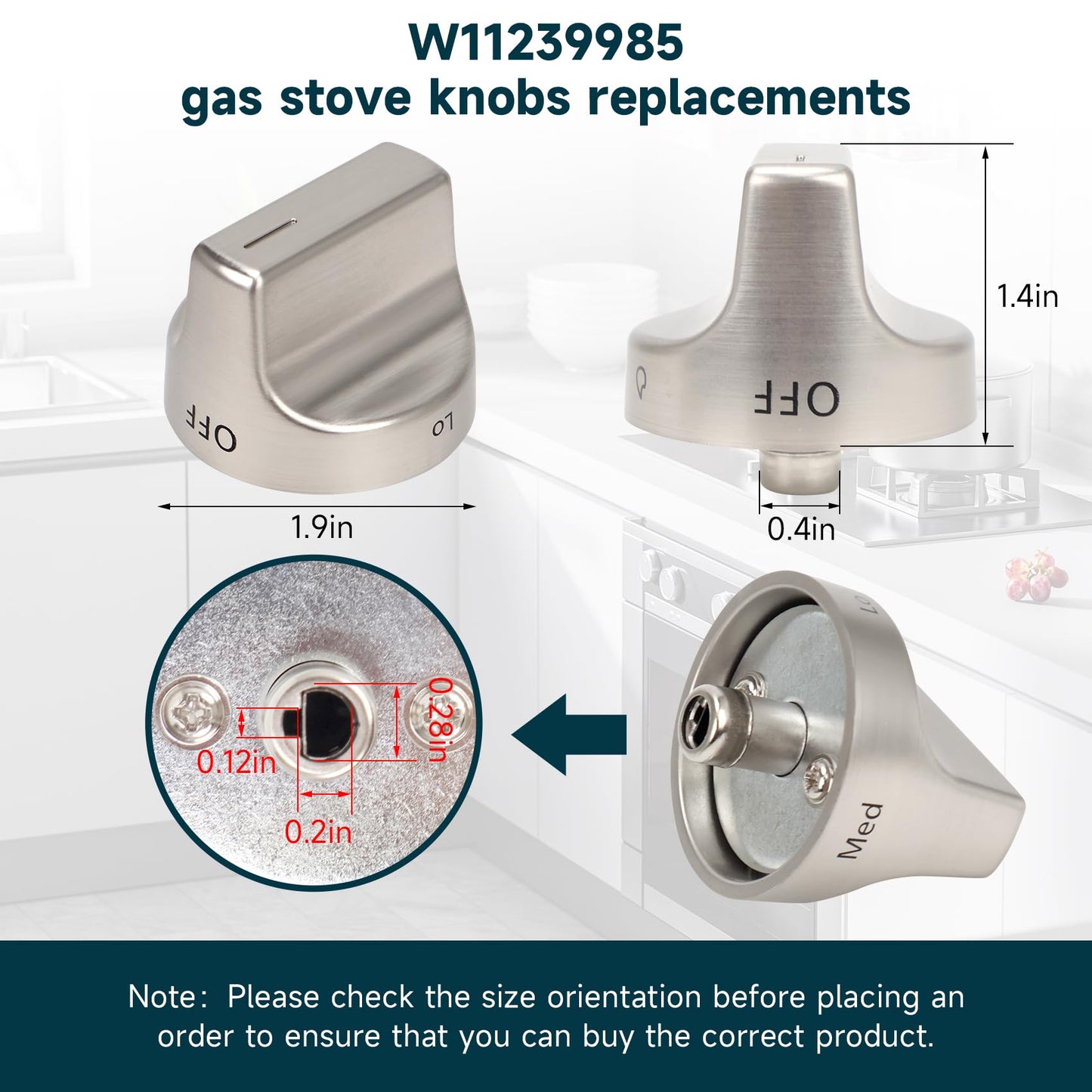 W11239985 W10850015 Gas Stove Knobs (5PCS) Replace W11032553 Control Knob, Compatible With whirlpool WFG550S0HZ0, WFG550S0LV1, WFG525S0HV1, WFG535S0JV0, WFG550S0HV0, WFG525S0JZ0, WFG550S0HV3 Gas knobs