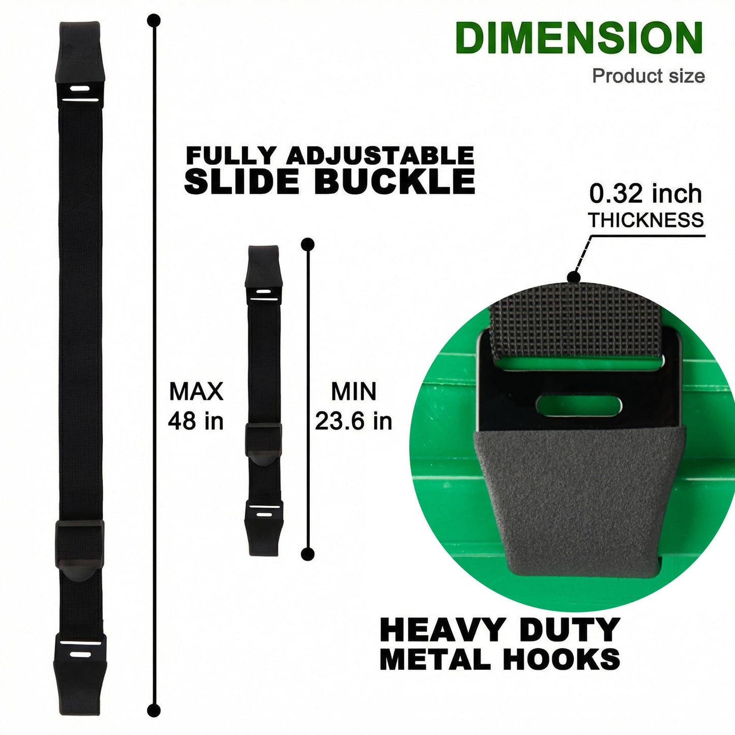DHFFHY 4PCS Bear Proof Trash Can Locks with Double Metal Claw - Adjustable Strap Garbage Can Locks for 28-96 Gallon Outdoor Bins, Animal Proof Against Raccoons