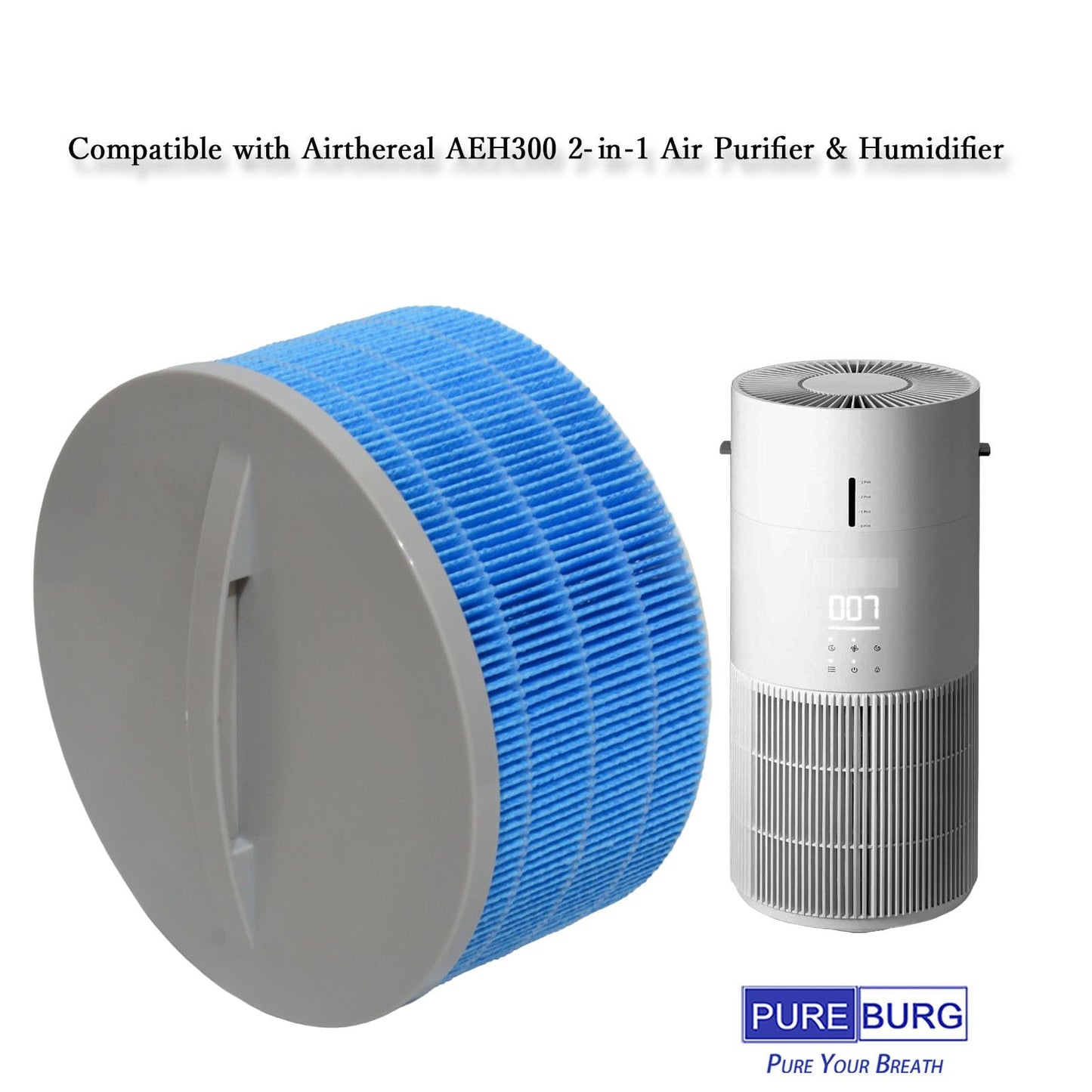 PUREBURG Replacement Humidifier Filter Compatible with Airthereal AEH300 2-in-1 Air Purifier & Humidifier, Pack of 2