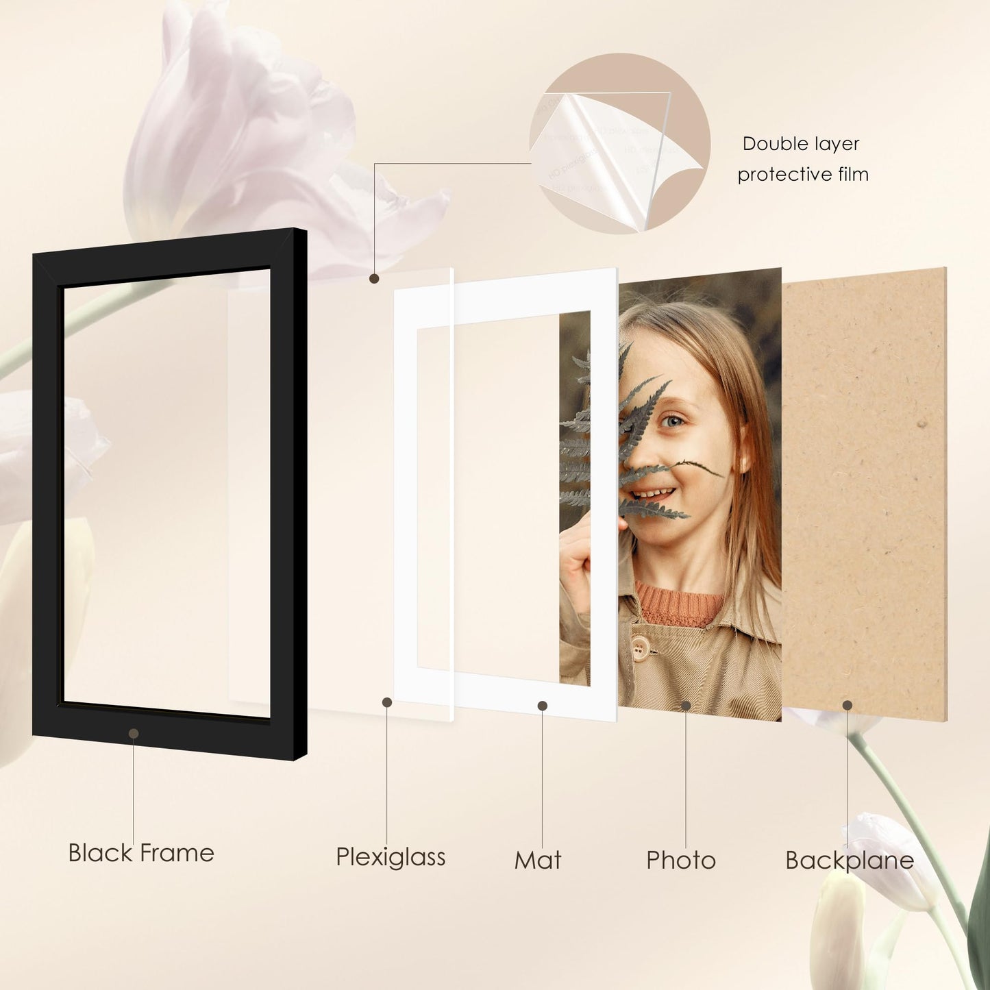 Fisnish 11x14 Picture Frame Sef of 10, Display Pictures 8x10 with Mat or 11 x 14 Without Mat, Photo Frame Collage for Wall Gallery Decor, Hanging or Tabletop Display, Black