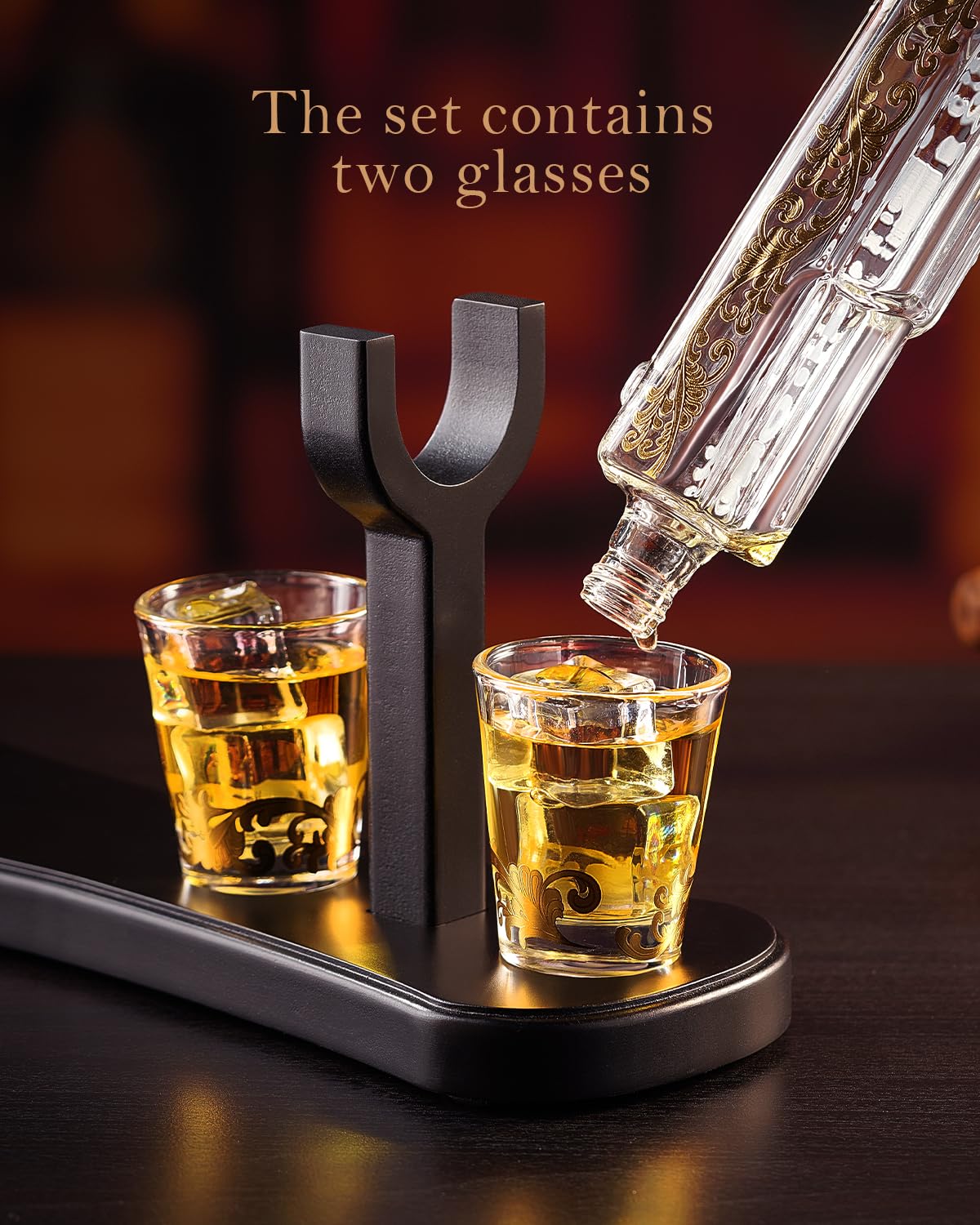 Handcrafted Gun Whiskey Decanter Set -Luxury Lead-Free Glass, Unique Non-Alcoholic Gift for Men, Husbands &Bourbon Lovers, Man Cave & Home Bar Decor with 2 Glasses by VYLPM