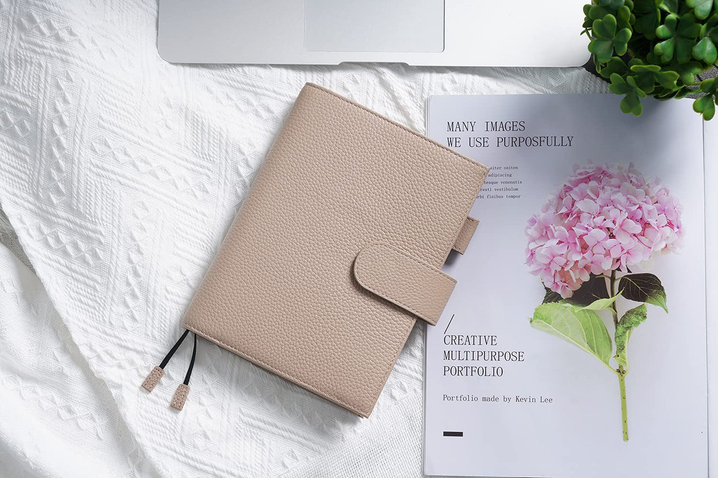 Moterm Leather Cover for Stalogy B6 - with Back Pocket, Pen Loop and Card Slots (Pebbled-Taupe, B6+)