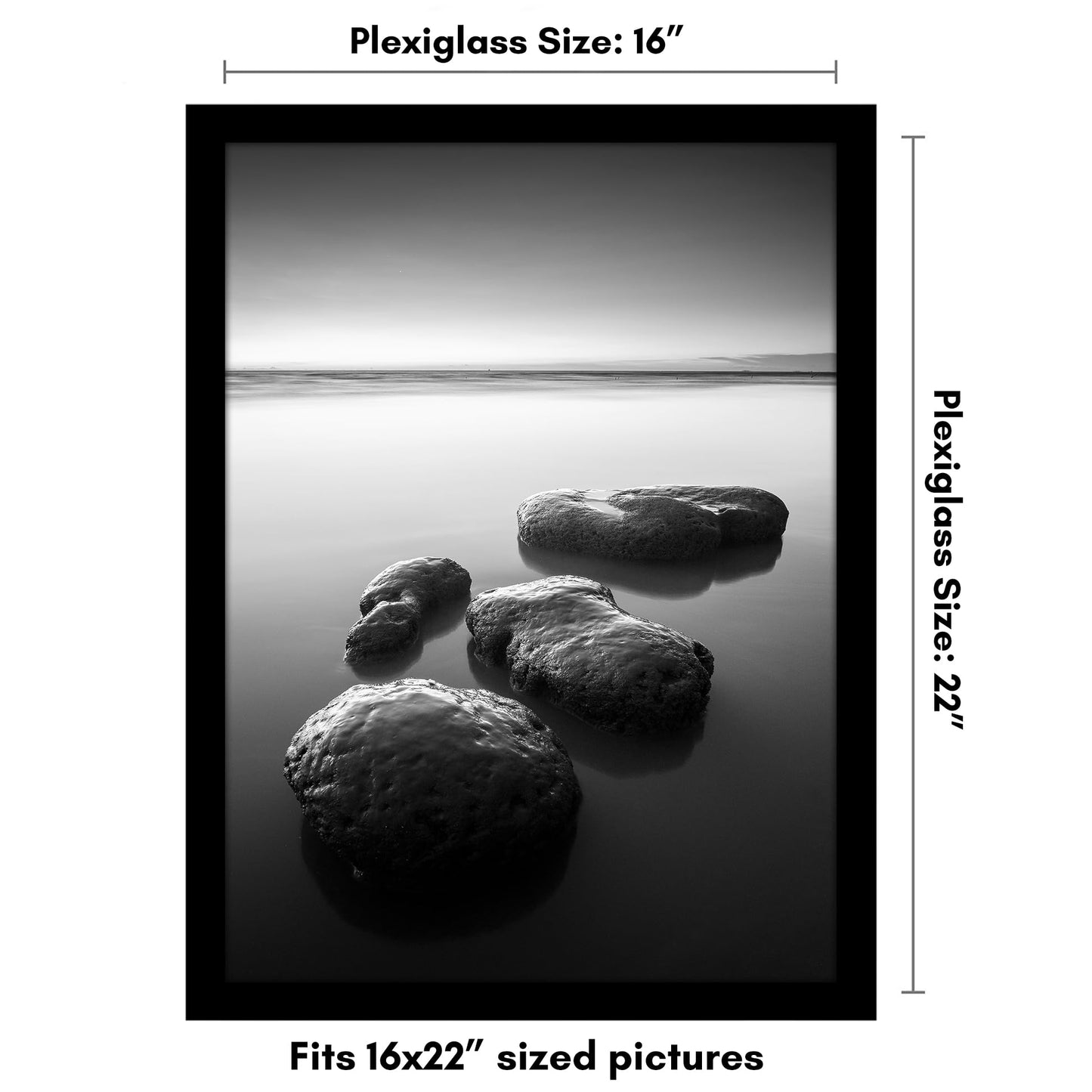 Americanflat 16x22 Picture Frame with Polished Plexiglass - Black Picture Frame - Wide Photo Frames Made of Engineered Wood for Vertical or Horizontal Wall Display - Epic Collection - Black