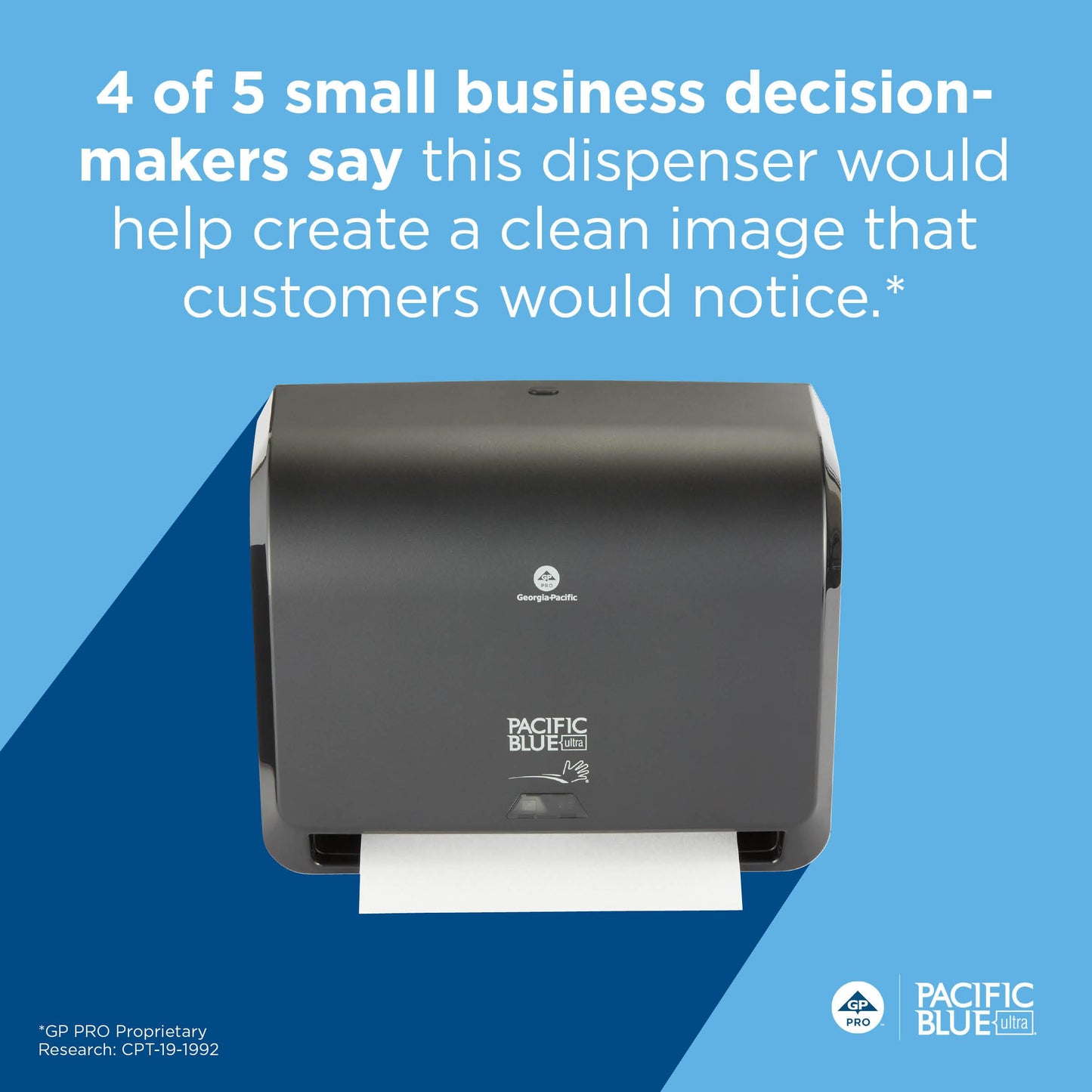 Georgia-Pacific Pacific Blue Ultra 9" Mini Automatic Paper Towel Dispenser by GP PRO (Georgia-Pacific), Black, 54518, 14.1" W x 6.5" D x 11.1" H - New Version