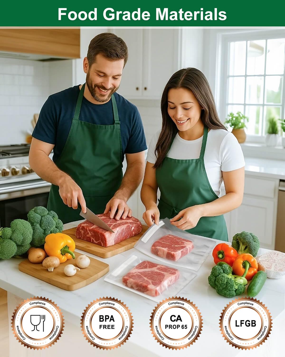 UTILIMATES Quart Vacuum Sealer Bags for Food, 8x11 Inch, BPA Free Heavy Duty Vacuum Seal Bags for Food Saver, Freezer, Seal a Meal, Sous Vide, Meal Prep, Preprinted Labeling Area, Precut 100 count