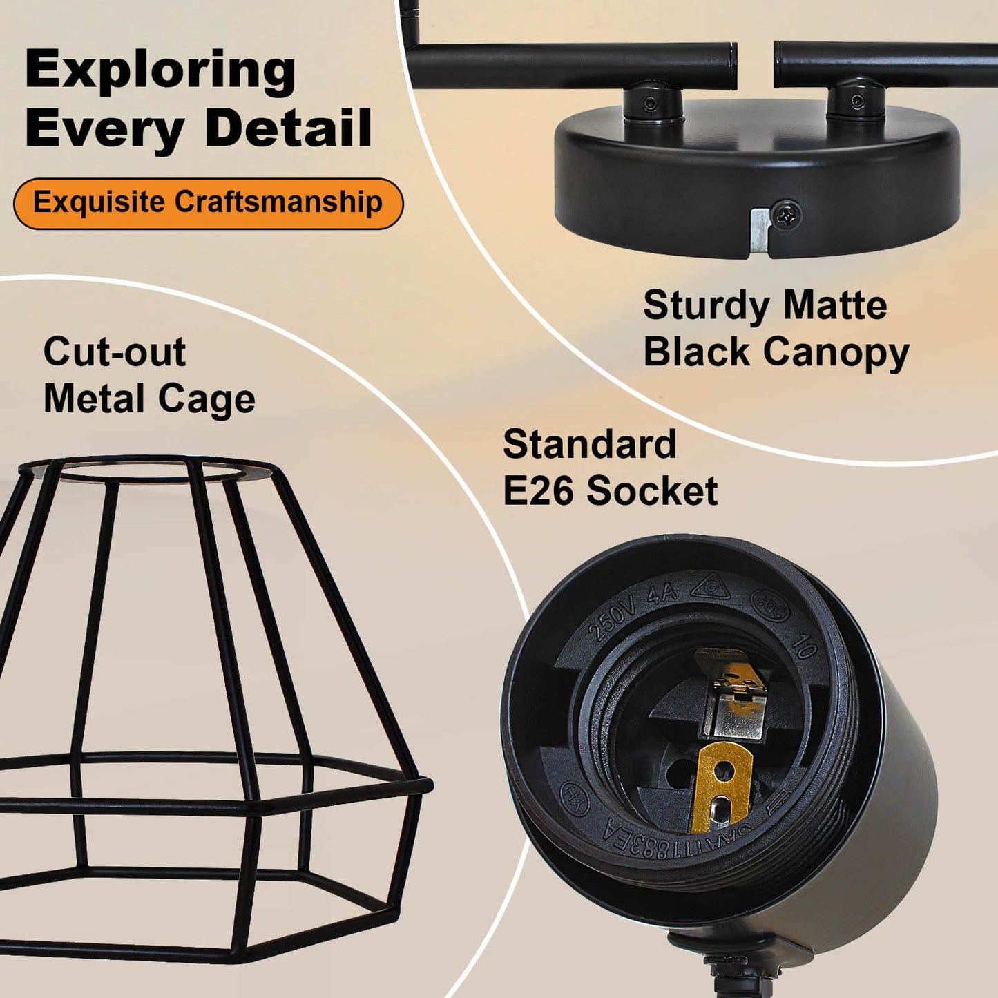 HiBay 6-Light Track Lighting, Directional Rotatable Ceiling Light Fixture, Black Farmhouse Track Spotlight for Kitchen, Bedroom, Living Room, E26 Base (Bulbs Not Included)