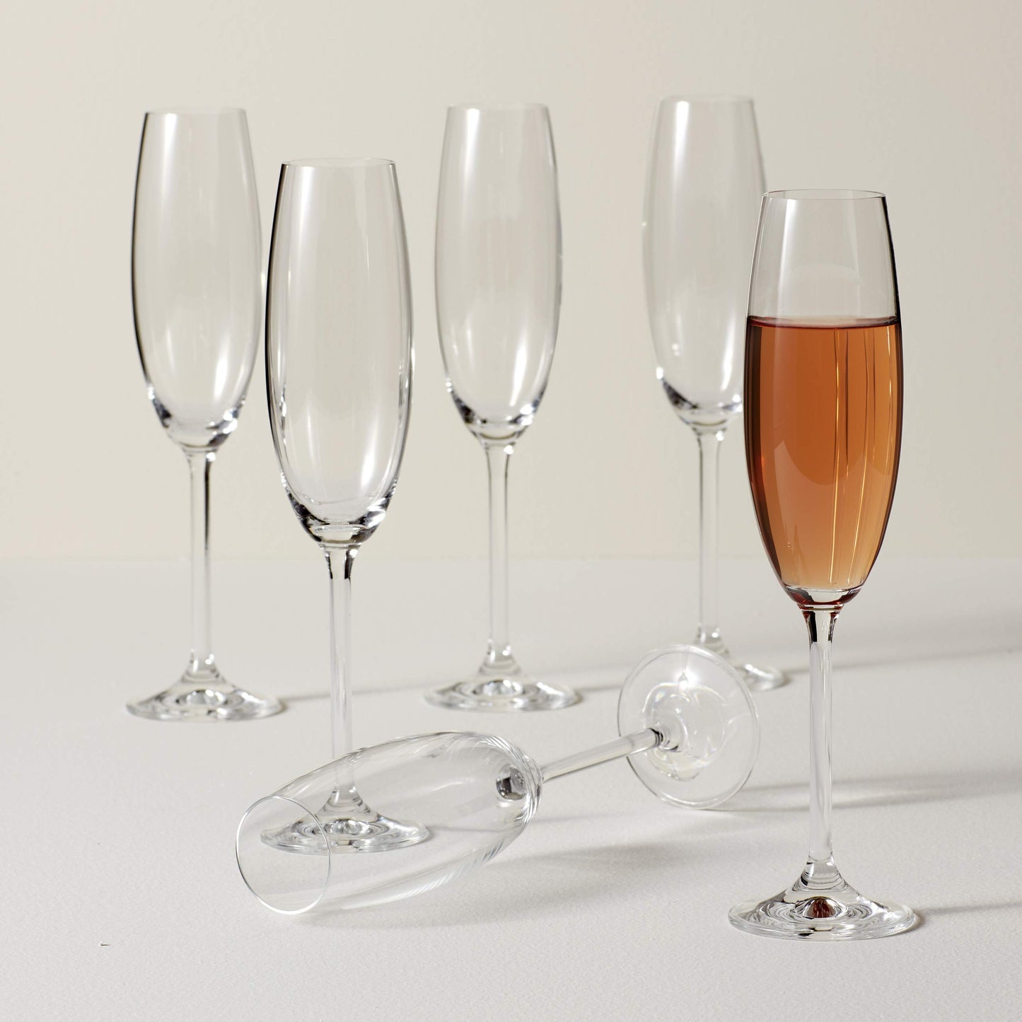 Lenox Champagne Flutes, Tuscany Classics 8 Oz Champagne Glasses Set of 6, 1.5 x 10-inch, Clear European Glass, Stemware, Dishwasher Safe, Wedding Decor, New Years, 8 Oz Flute Glasses (6-Piece)