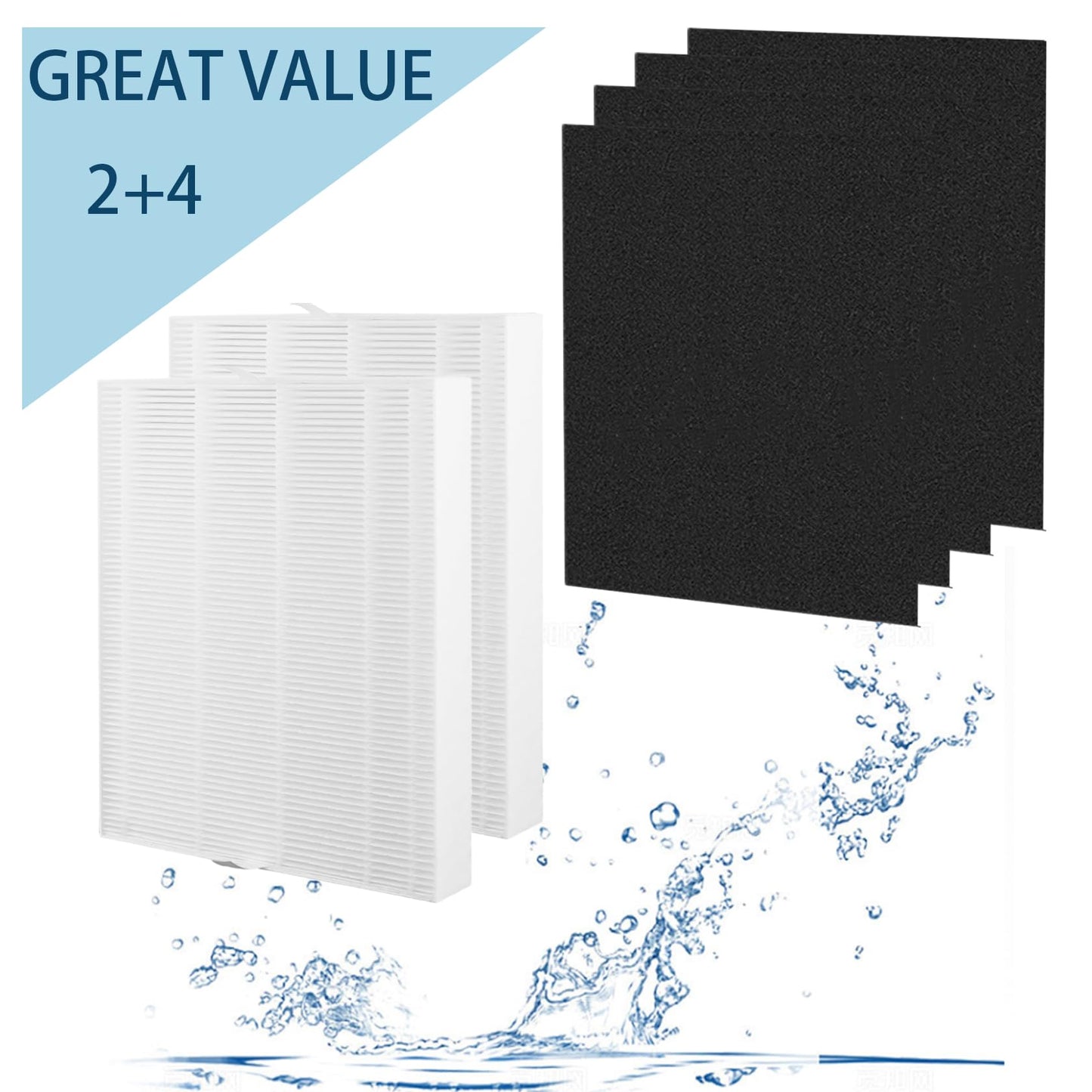 AP-1216-FP Replacement Filter for Coway AP-1216L Air Purifier | Cptures Dust, Smoke, Pet Dander - Used for Home 2 Packs HEPA and 4 Packs Activated Carbon Filter
