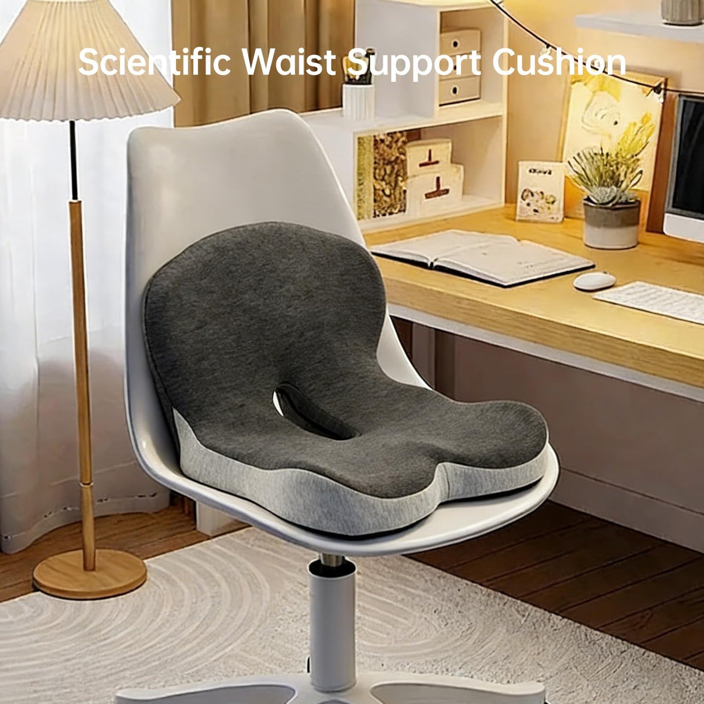 KEZPO Orthopedic Seat Cushion, L-Shaped Ergonomic Memory Foam Back & Seat Support, Non-Slip Breathable Washable Cover, for Office Chair, Car, Wheelchair, Gaming Seat