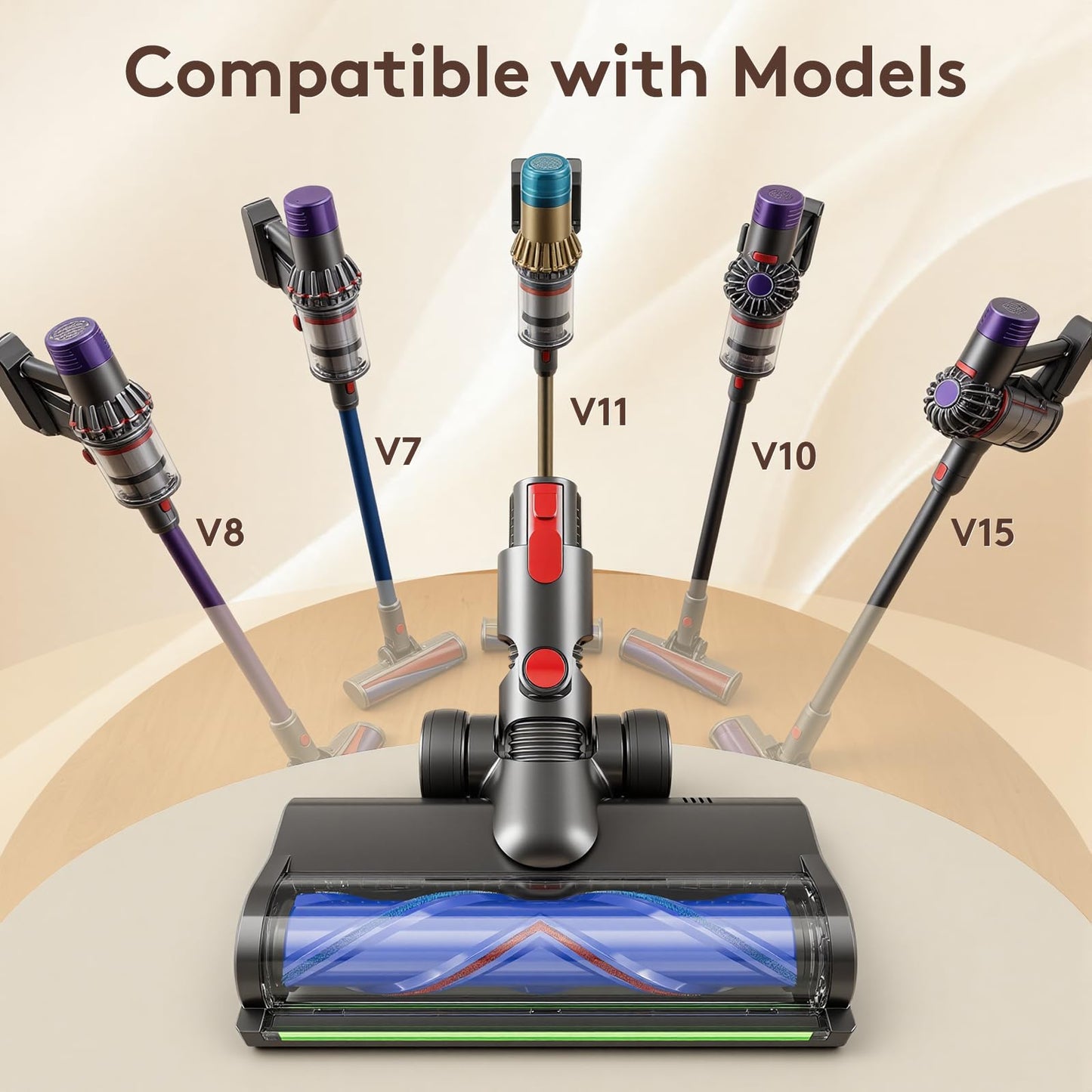 Vacuum Replacement Heads for Dyson V7/V8/V10/V11/V15,180 Degree Rotating Cleaning Blind Spot Dust,2 in 1 Vacuum Attachments for Thin Carpets,Hardwood Floors & Tiles