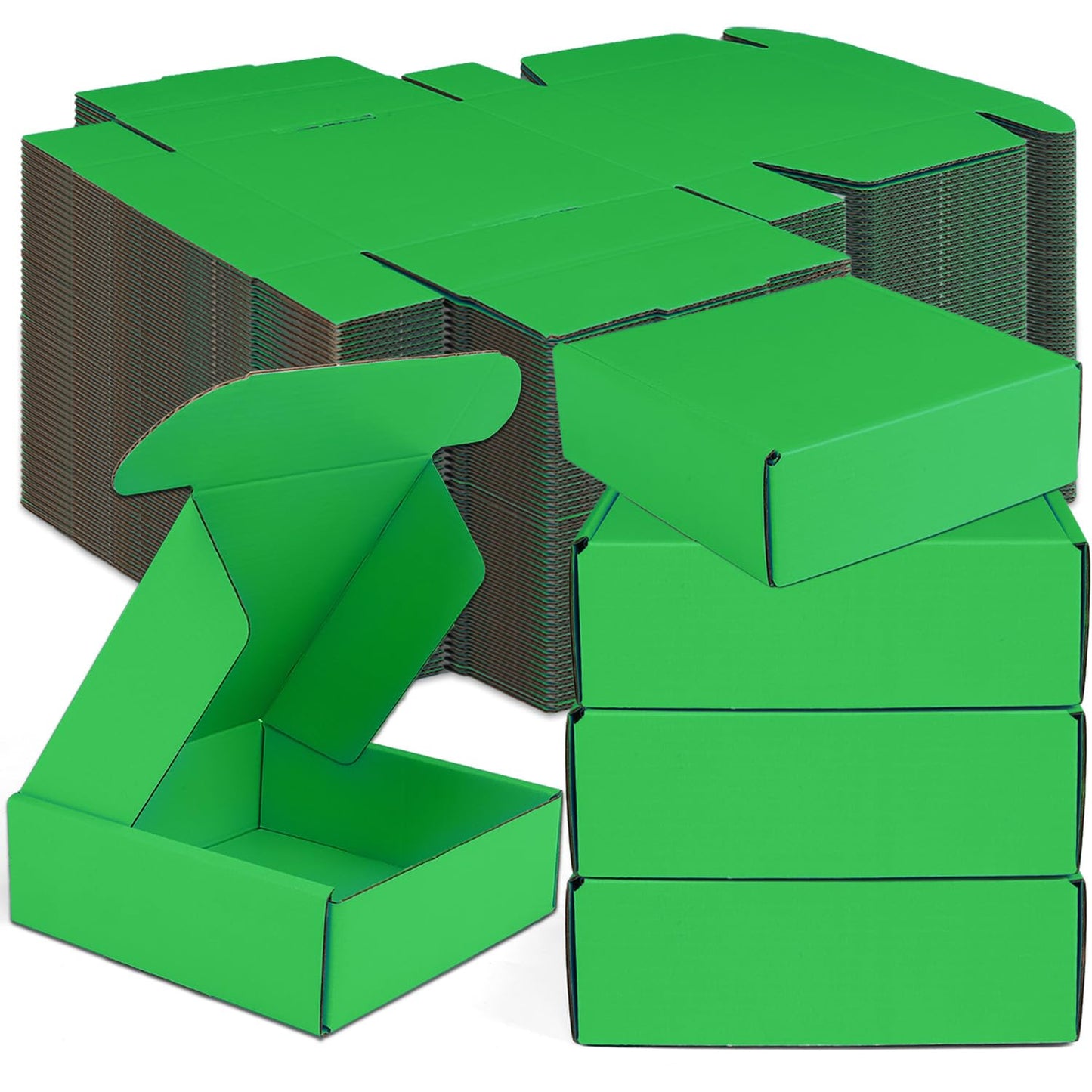 Small Shipping Boxes, 50 Pack Cardboard Box Corrugated Mailer Boxes Small Corrugated Boxes For Shipping Packaging Craft Gifts Giving Products, 6 x 4 x 1.6 Inches (Grass Green)