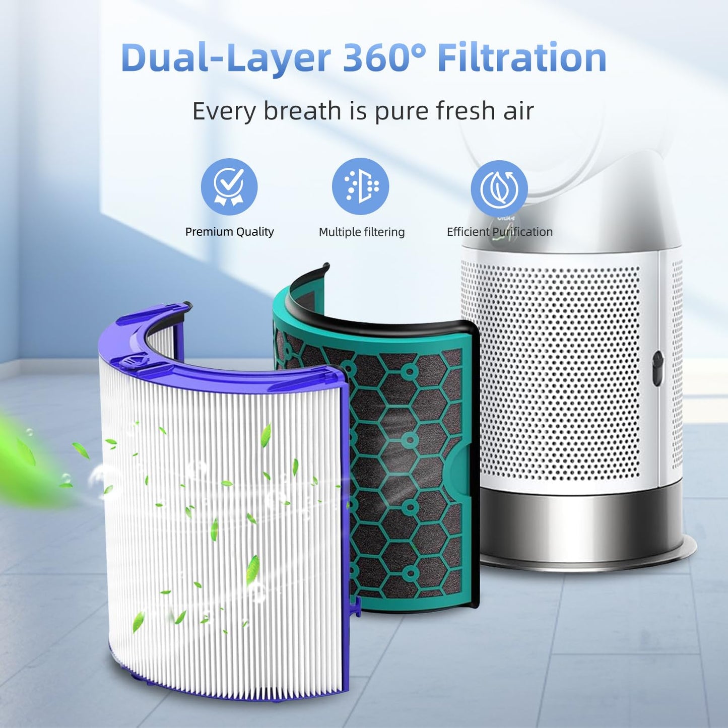 TP04 Replacement Filter Compatible With Dyson HP04 TP04 DP04 TP05 DP05 Air Purifier, Activated Carbon Filter High-Efficiency Air Cleaner (1-Pack)