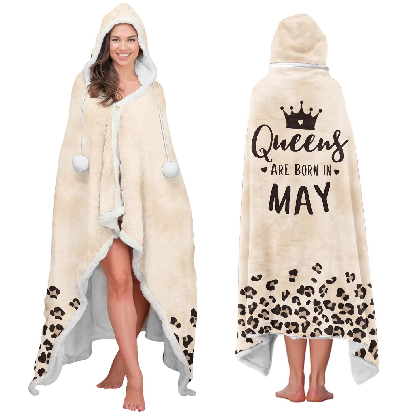 Vprintes May Queens Wearable Blanket - Women Gifts for Birthday - Best Friend Birthday Gifts for Women, Gifts for Sister Mom Daughter Grandma Female Wife