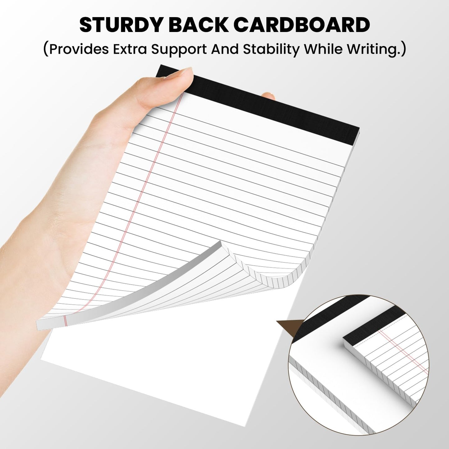 48 Pack Notepads 5x8, Small Legal Pads Narrow College Ruled, 30 Sheets/Pack, Perforated Notebook - White Note Pads for School, Memo, Note Taking, Teacher & Office Supplies, Writing Pads of Paper