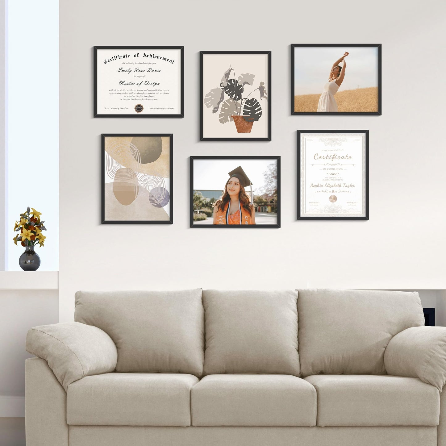 Fisnish 8.5x11 Picture Frame 20 Pack, Black Certificate Diploma Document Frames 8.5x11 for Wall and Tabletop