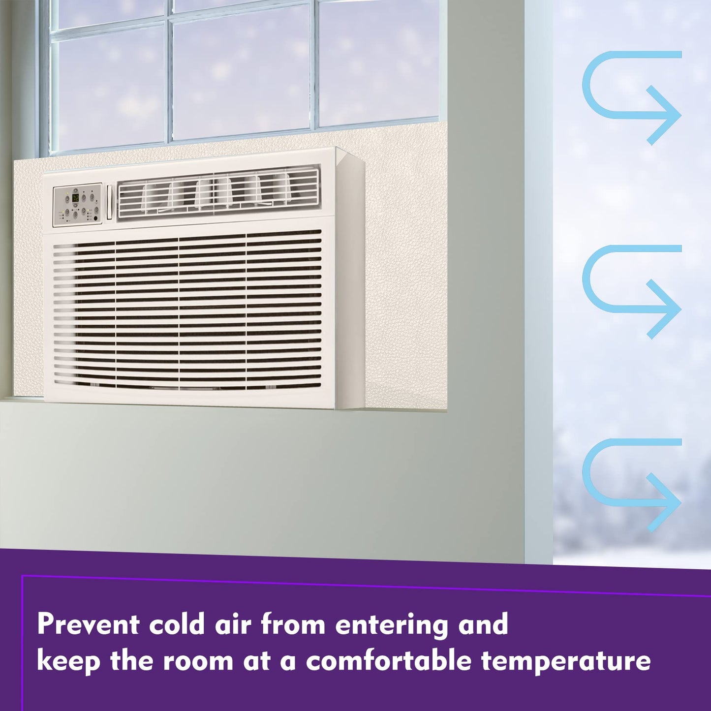 Mxclimate Full Surround Window AC Insulation Foam Side Panels for Air Conditioner Units, 48'' Width Indoor Window Seal Kit Cover, Winter and Summer