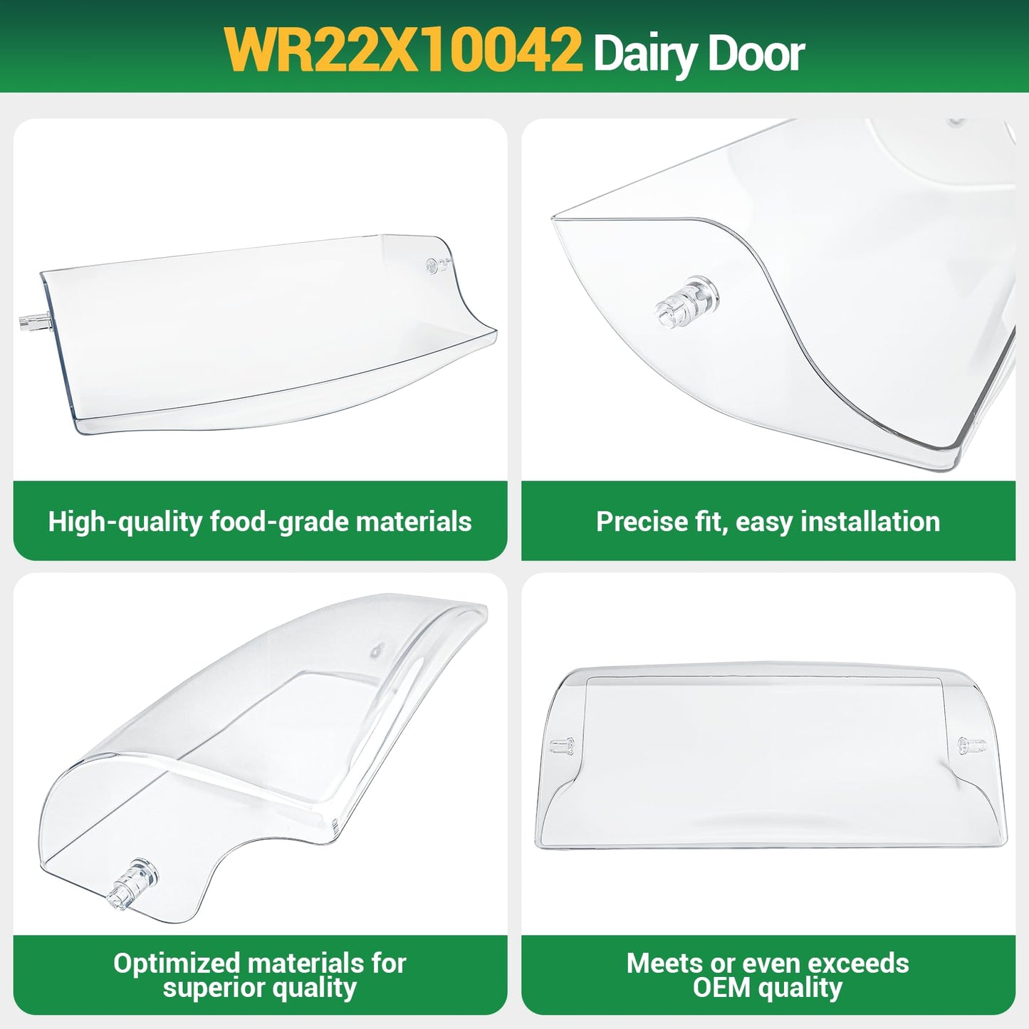 WR22X10042 Refrigerator Dairy Door Compatible with GE Refrigerator PSHS6PGZBESS, PSE25KSHBHSS, PSHS6RGXBDSS, PSC23SGRBSS etc. Dairy Bin Cover Replaces 1092358 PS783785 EAP783785 AP3204262 PD00040054