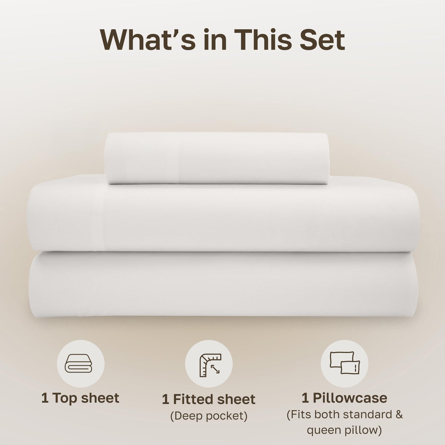 California Design Den Twin Bed Sheets Set - Soft 100% Organic Sheets with Deep Pockets, Crisp Cotton Percale, Breathable and Durable Bedding Set - True Ivory