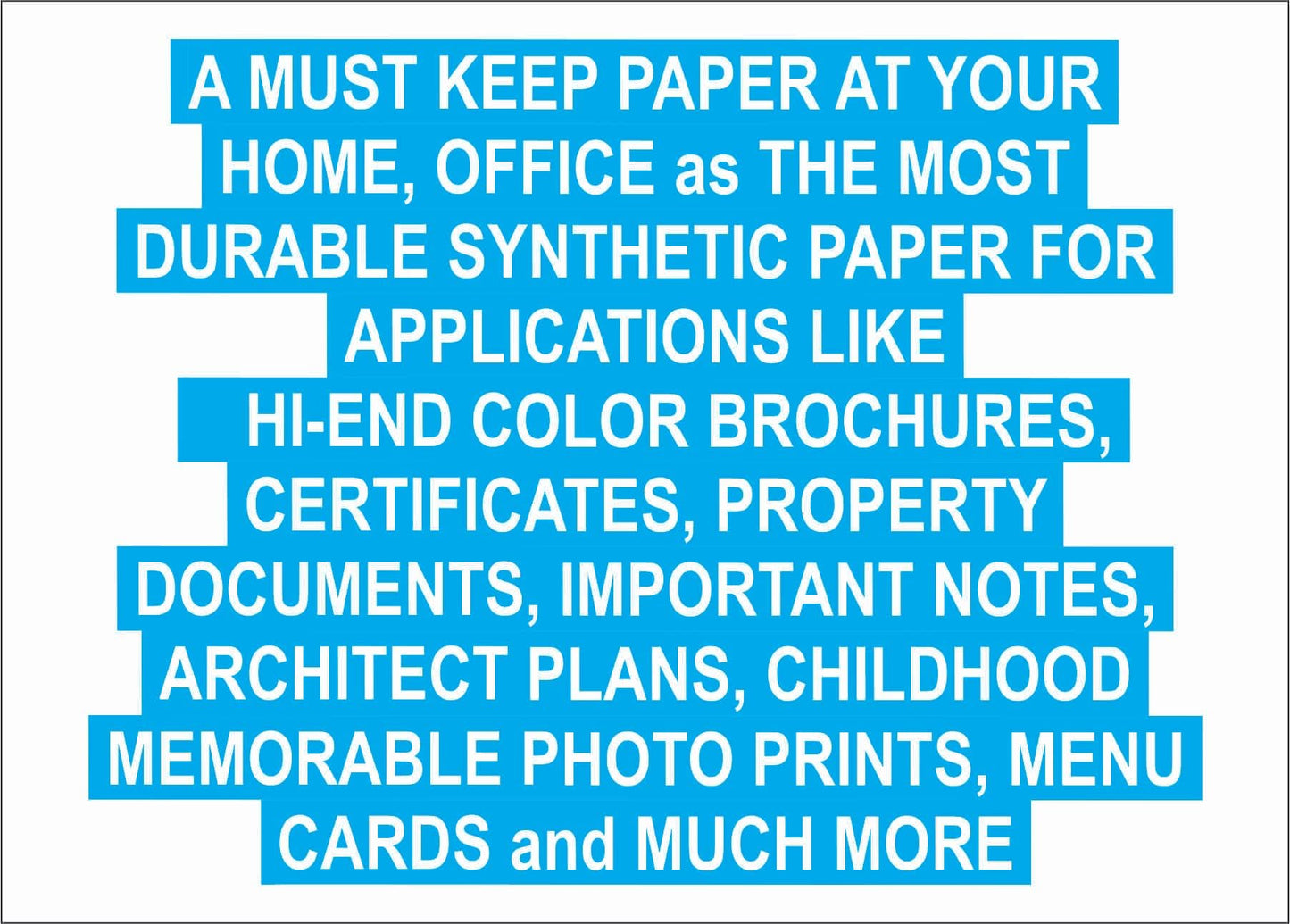 WATERPROOF PAPER | 200 SHEETS NON-TEAR Paper for LASER PRINTERS 5 MIL 110 LB, SYNTHETIC DOUBLE SIDED PAPER, 8.5X11 from HIGHH IMAGE