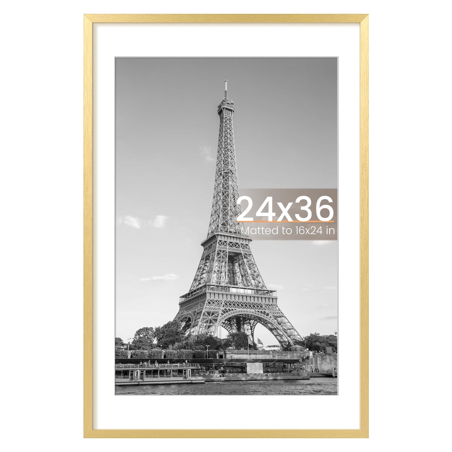 upsimples 24x36 Poster Frame, Display Pictures 20x30 with Mat or 24x36 Without Mat, Wall Hanging Picture Frame, Gold, 1 Pack