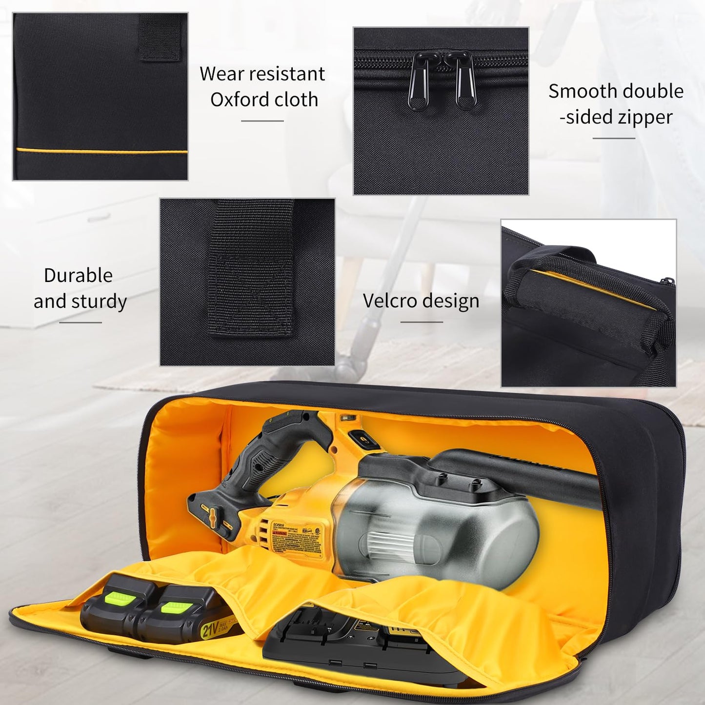 TEFGTER Carrying Bag Compatible with DEWALT 20V Cordless Handheld Vacuum DCV501HB,Large Space Storage Bag for Cordless Handheld Vacuum Cleaner,Storage Case with Extra Pockets,Case Only