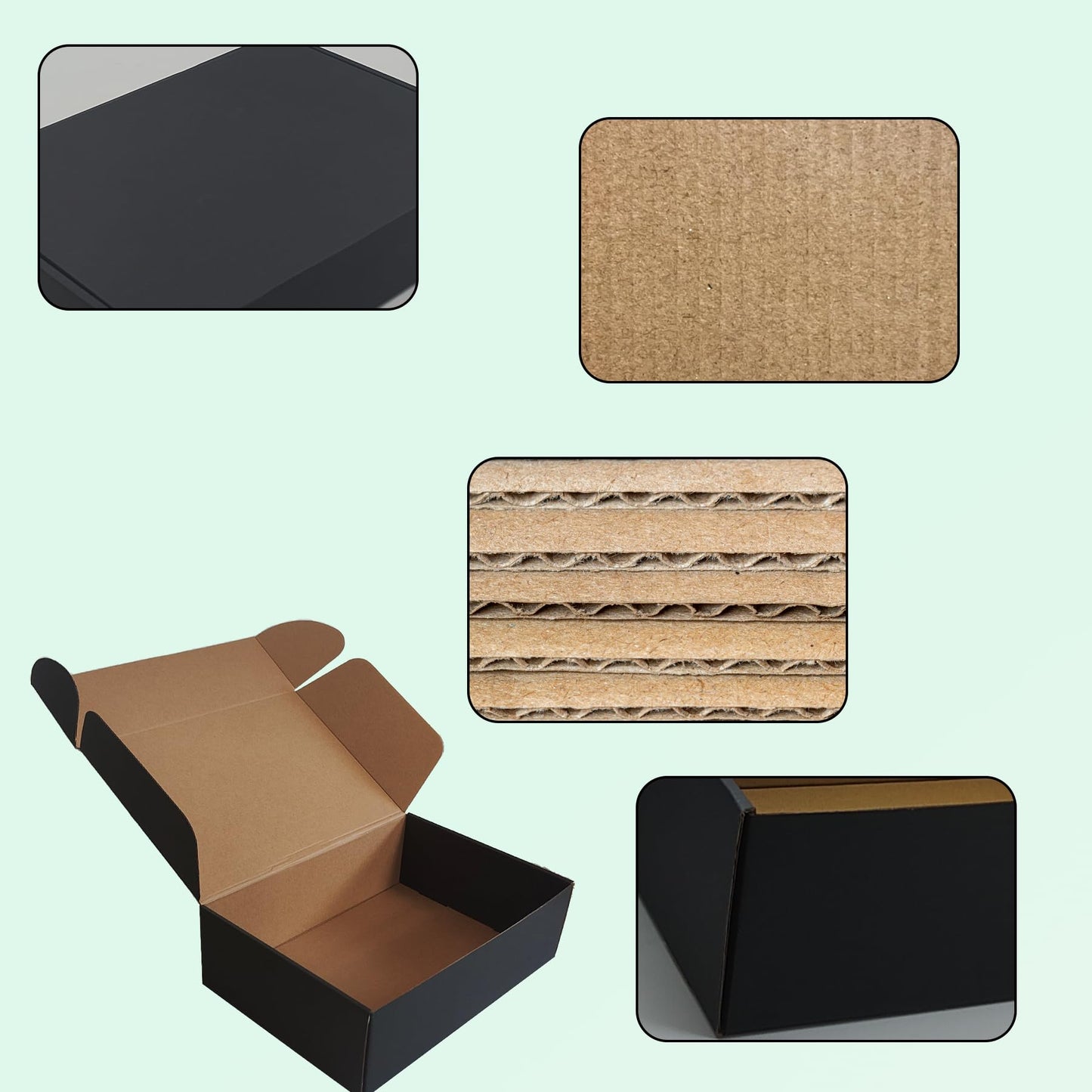 14x10x3 Black Shipping Boxes Set of 20, Corrugated Cardboard Mailers for Product Packaging & Mailing, Recyclable Small Business Shipping Supplies, Gift Boxes for Holiday Birthday Wedding Favors