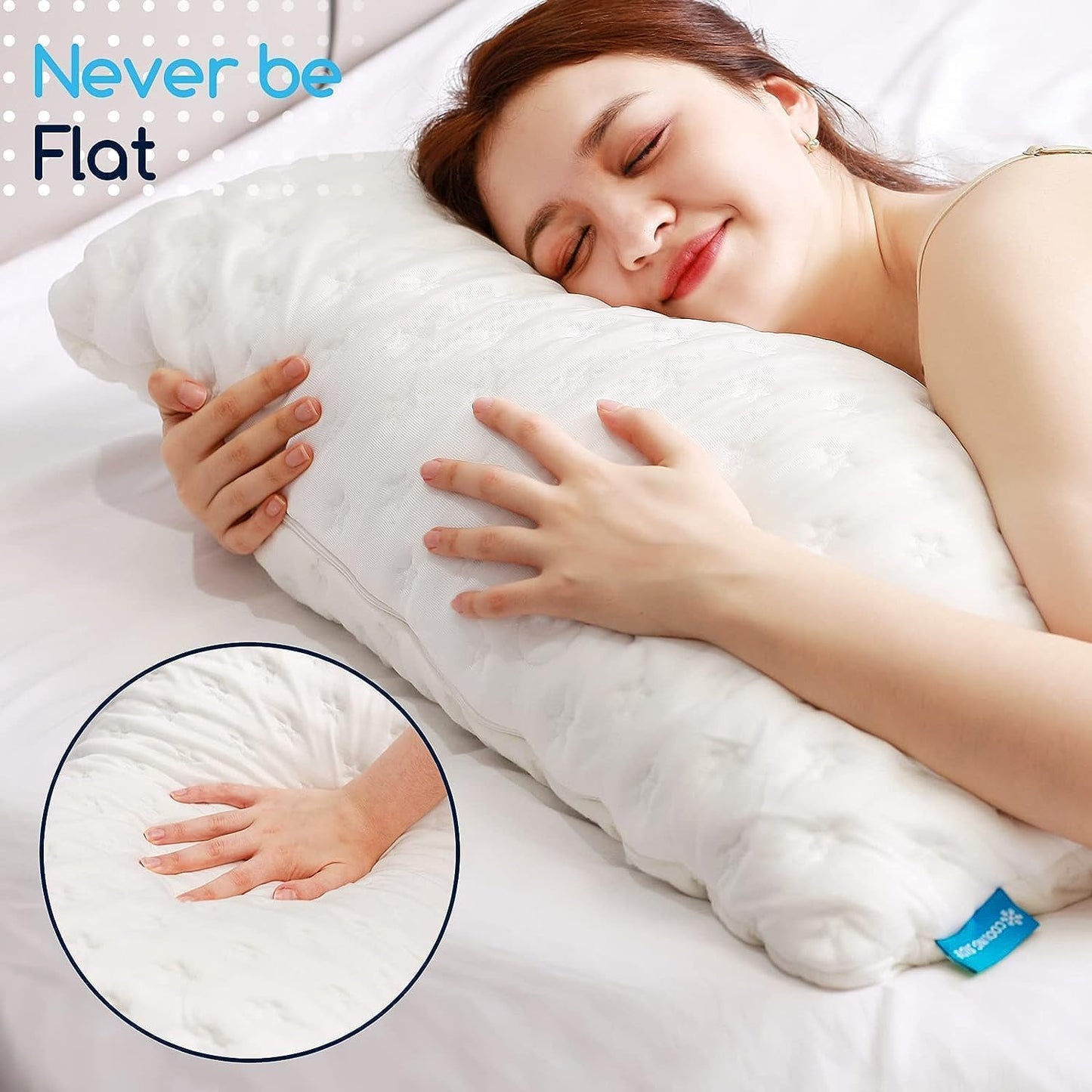 KUCEY Cooling Side Sleeper Pillow for Neck and Shoulder Pain, Luxury Shredded Memory Foam Curved Bed Pillows for Sleeping Set of 1- Adjustable Queen Size- Washable Cover Original White