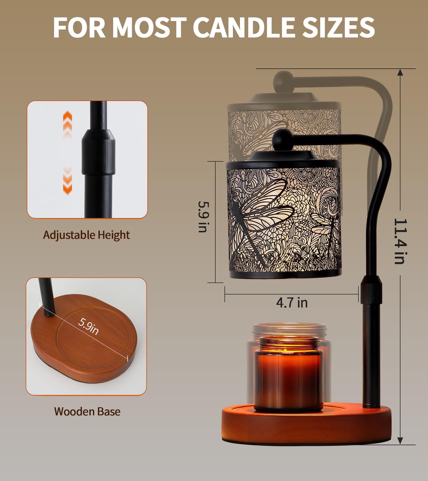 Candle Warmer Lamp with Timer, Dragonfly Candle Warmer Lamp with Jar Candles,Wax Melt Warmer for Housewarming Gift, Birthday Mother's Day Valentines Gifts for Women,Mom,Sister,Bedroom Home Decor