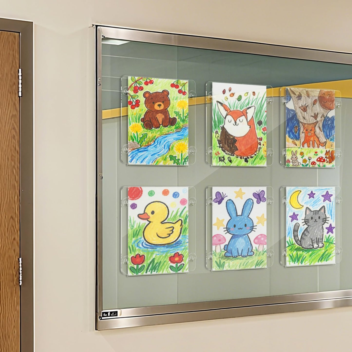 NIUBEE Acrylic Window Sign Holder with Suction Cups 8.5 X 11, Clear Acrylic Frames Glass Door Mount, Displaying Flyers, Notices and Menus, for Office, Store, Home, Restaurant (6 Pack)
