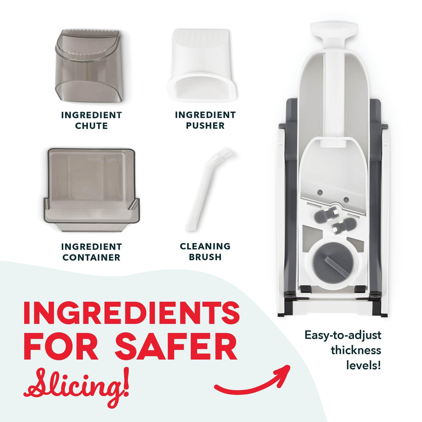 Dash Safe Slice® Mandoline - Compact, Foldable Food Slicer - Slice, Dice, Julienne & More - Perfect for Quick Food Prep - Recipe Guide Included - Aqua