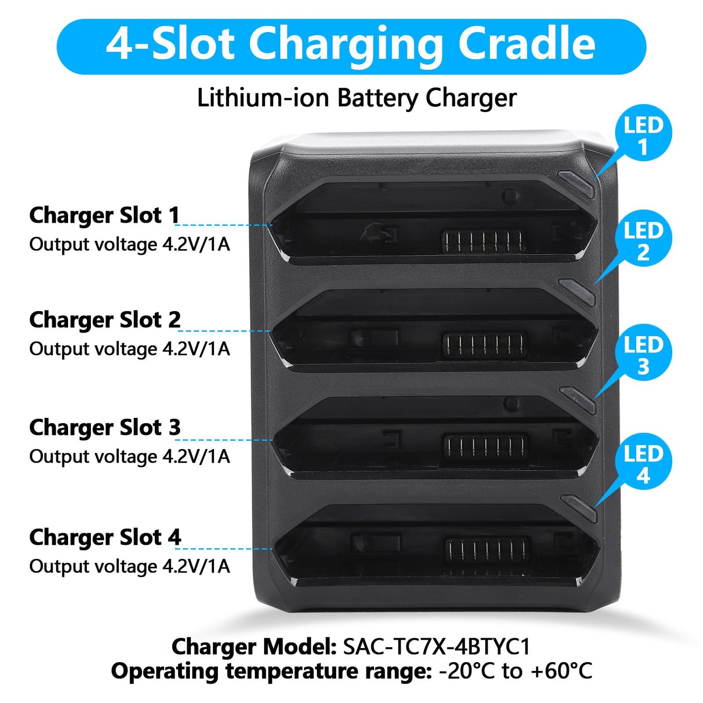 for Zebra TC77 Battery Charger Cradle - for Zebra TC7X Battery Charger - for Symbol/Zebra TC70 TC70X TC72 TC77 TC75 TC55 Barcode Scanner Batteries Charger Cradle SAC-TC7X-4BTYC1 (4-Slot)