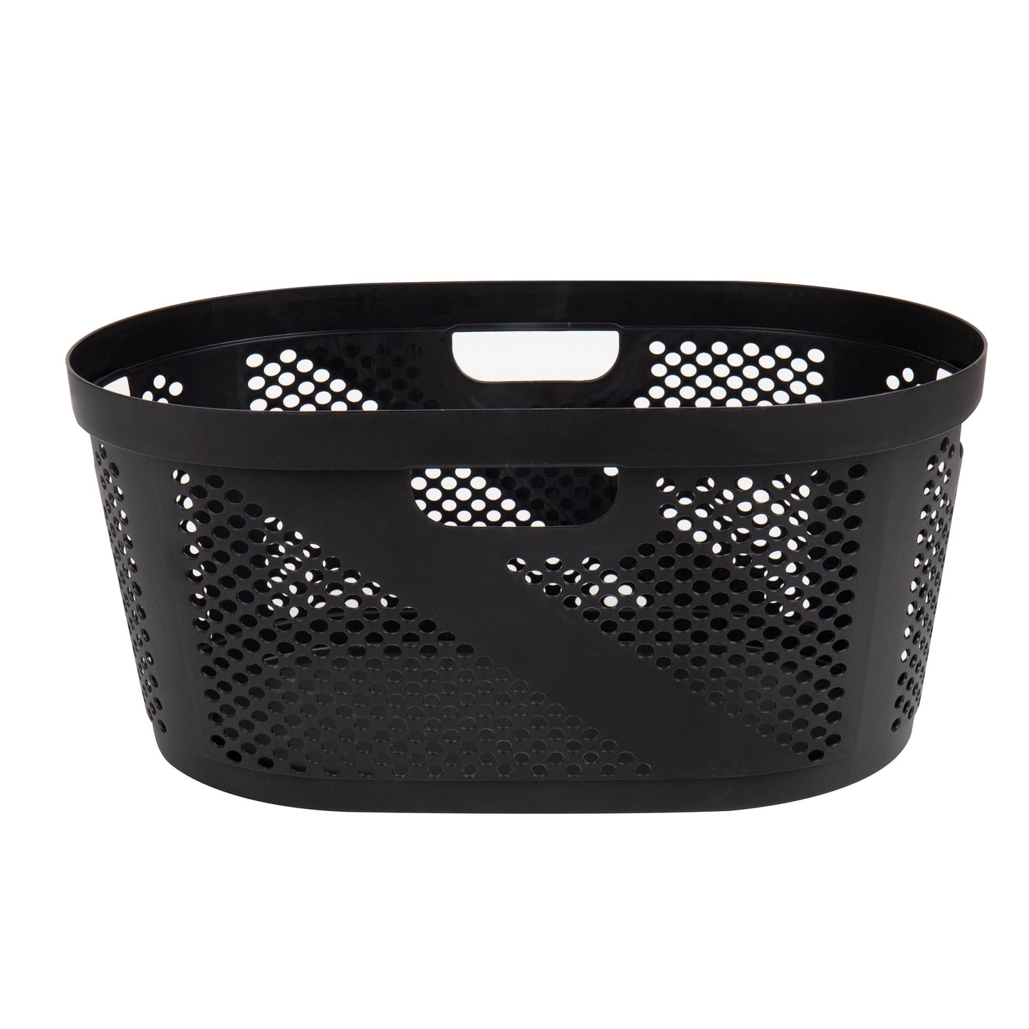 Mind Reader 40L Ventilated Laundry Baskets, Lightweight Clothes Hamper with Cutout Handles for Bathrooms and Closets, Plastic, Set of 2, Black