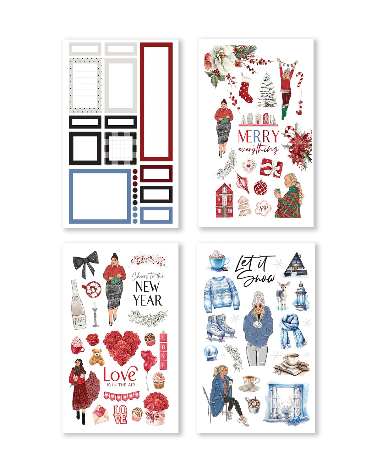 Rongrong Whimsical Seasons Planner Stickers Book for Planners, Calendars, Journals and Projects – Premium Quality Hand Drawn – Scrapbook Accessories 24 Pages - Spring, Summer, Fall and Winter