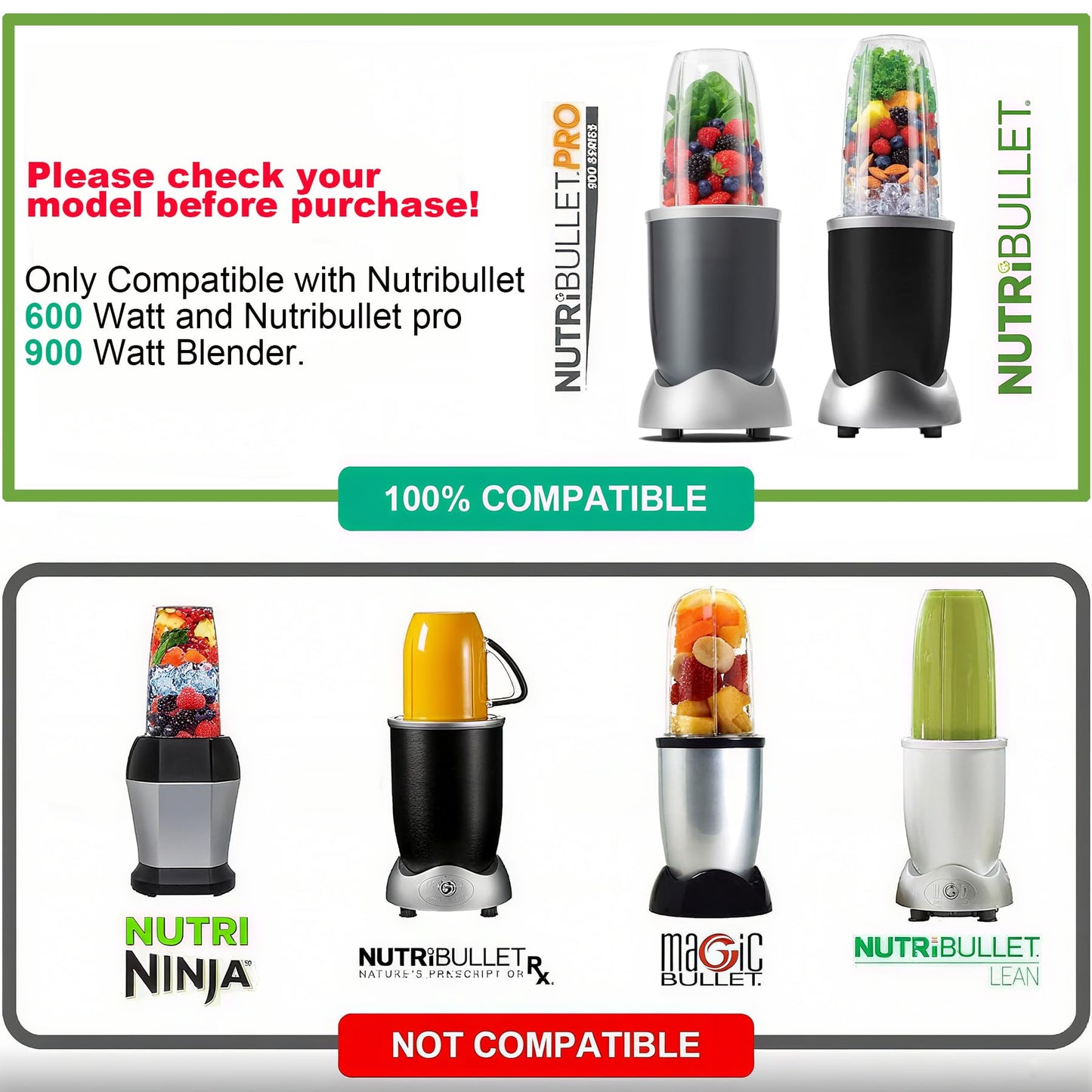 Upgrade Blender Cups and Blades Fit for Nutribullet 600w/900w, Replacement Parts 24oz Cups and Extractor Blades with 4 Rubber Gaskets, Blender Accessories (8 Pcs)