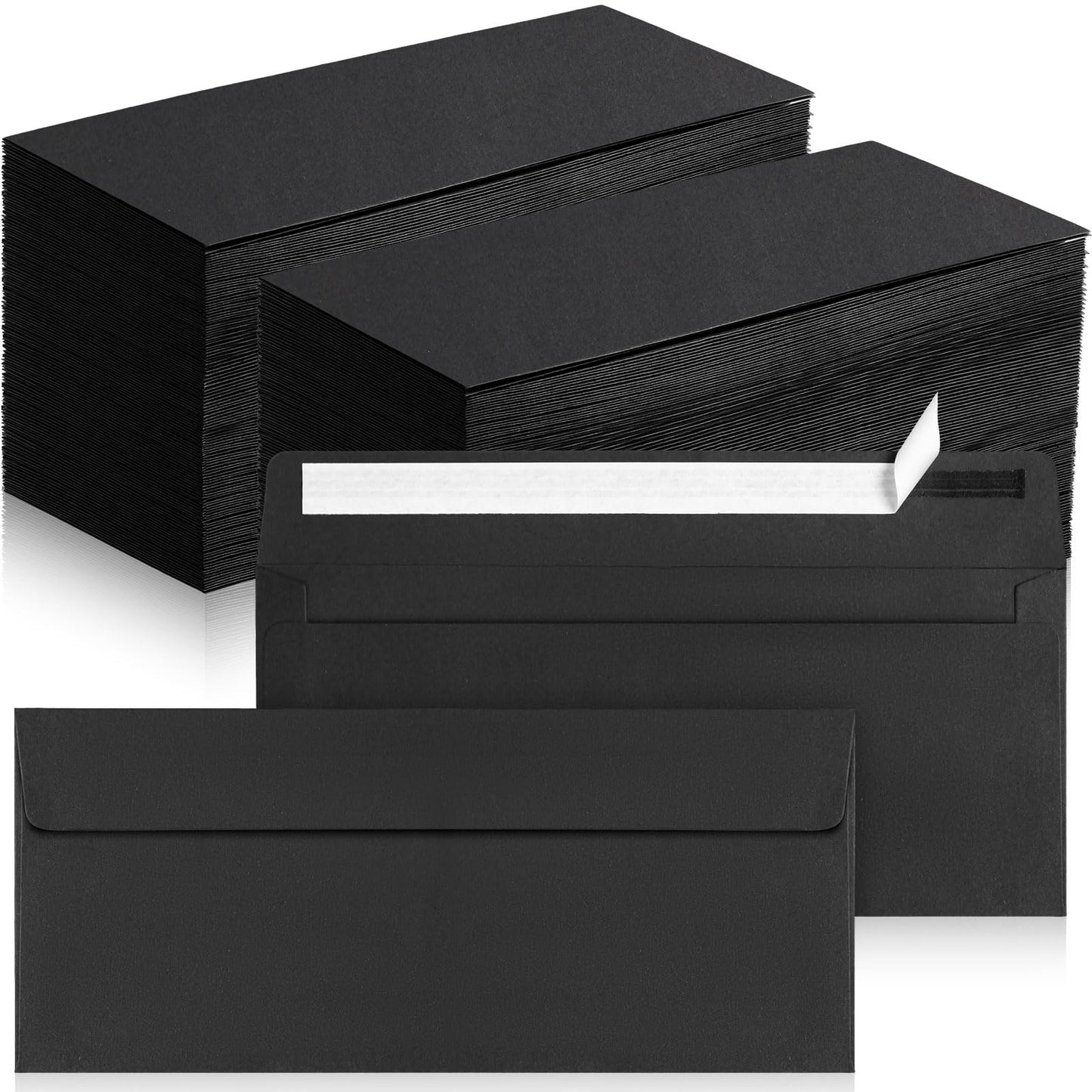 Jutom 500 Pcs Kraft Envelopes Letter Size Bulk #10 Business Strong Sealed 4-1/8 x 9-1/2 in Flap Office Printable Mailing Envelopes Windowless Invisible(Black)