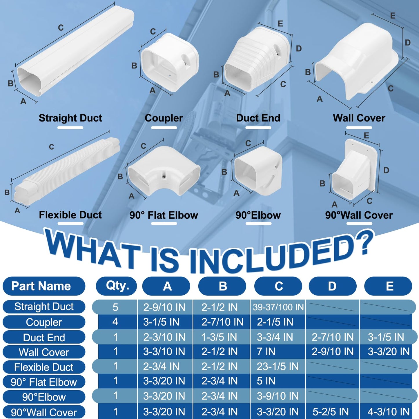 Cenipar 3" 18.5Ft Mini Split Line Set Cover Kit, Decorative PVC Line Hide for AC and Heat Pump, Easy Installation, White