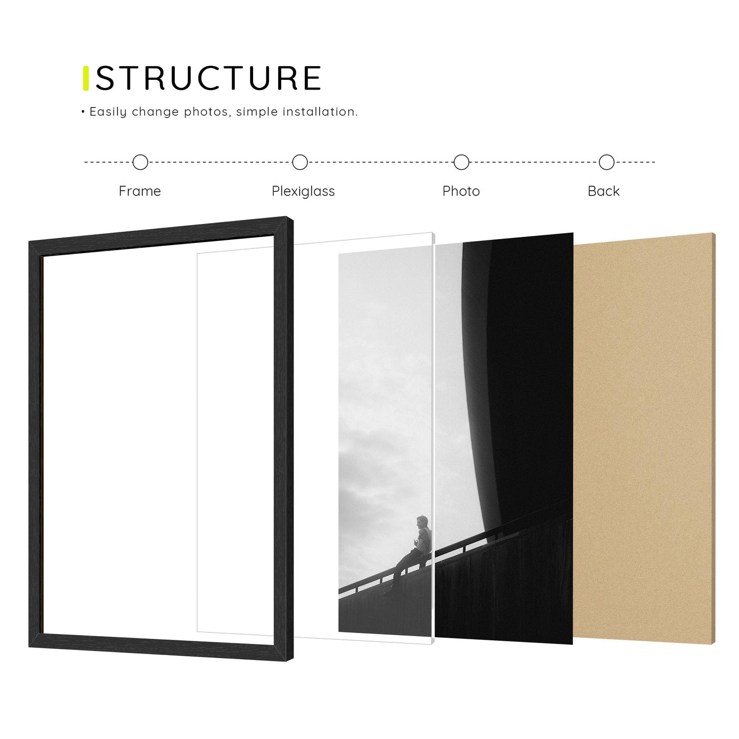 Picrit 8x10 Picture Frame Set of 12, Wall Gallery Photo Frames without Mat, Multi Photo Display for Home Decor, Black Wood Grain