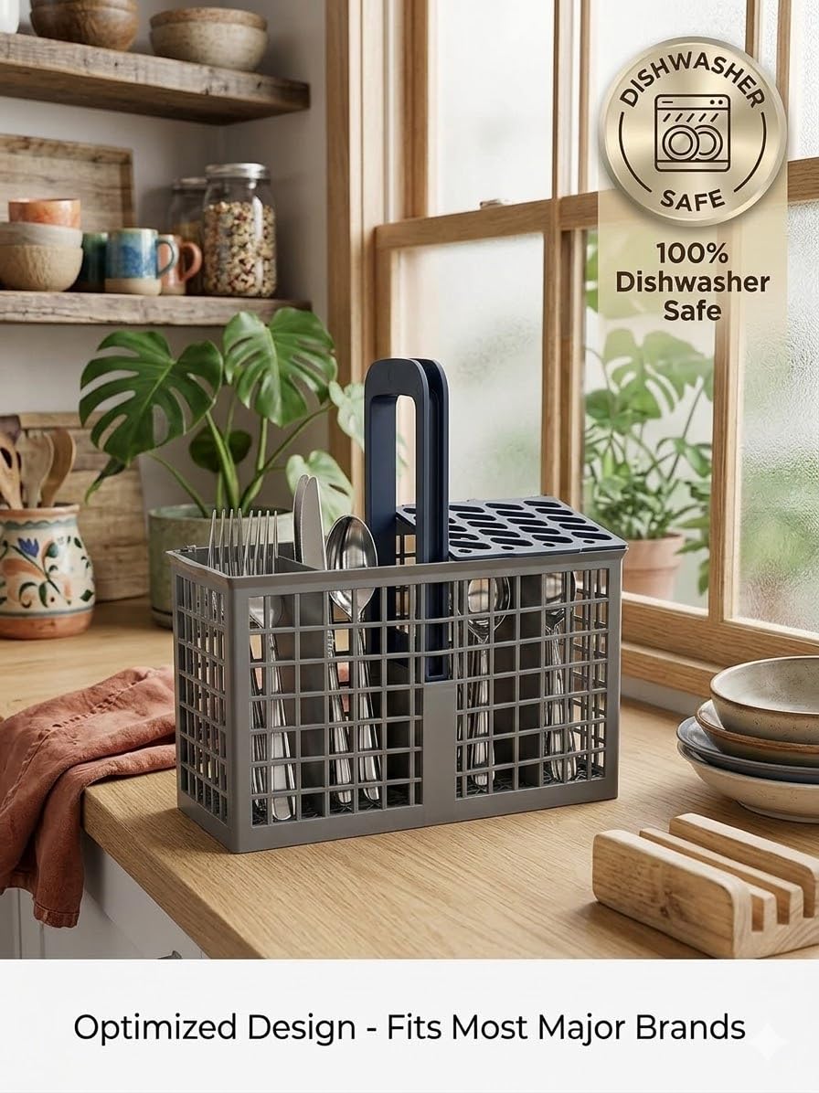 yisijiu 2026 Upgraded Dishwasher Cutlery Basket Compatiable For Samsung DD82-01112A / ‎DD94-01013A / DD97-00250A Silverware Basket for Most Dishwasher Like Samsung GE Whirpool Bosch（9 x 3 x 10.3 Inch