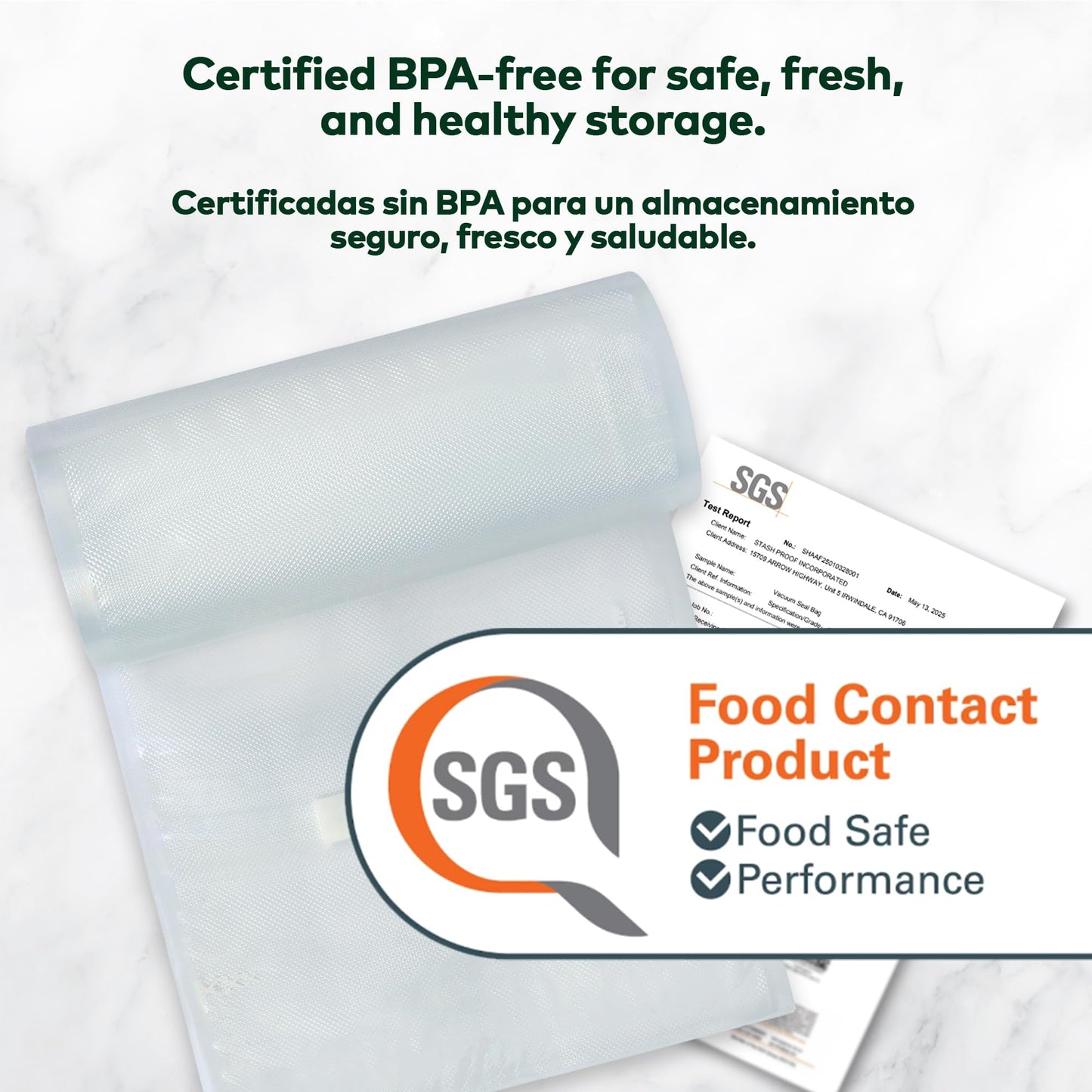 Stash Proof Vacuum Seal Rolls 11" x 50' 2 Pack (100 Feet Total) (Clear and Clear) 5.5 Mil - BPA Free Commerical Grade Food Saver for Storage, Sous Vide, and Meal Prep Sealer Bag