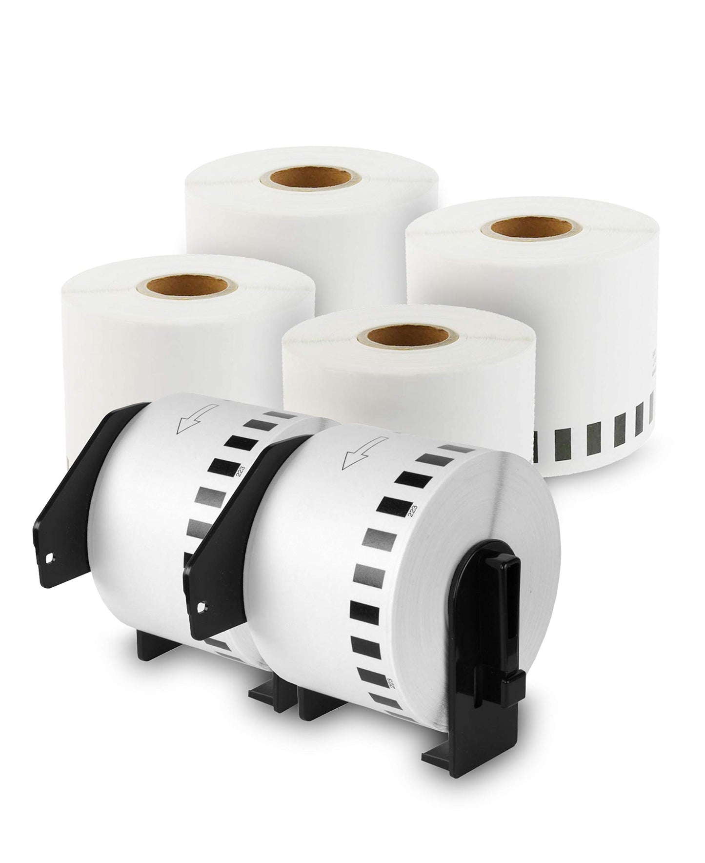enKo - Compatible DK-2223 Continuous Paper Labels (2 Inch x 100 Feet) Compatible for Brother QL Label Printers - 6 Rolls + 2 Refillable Cartridges