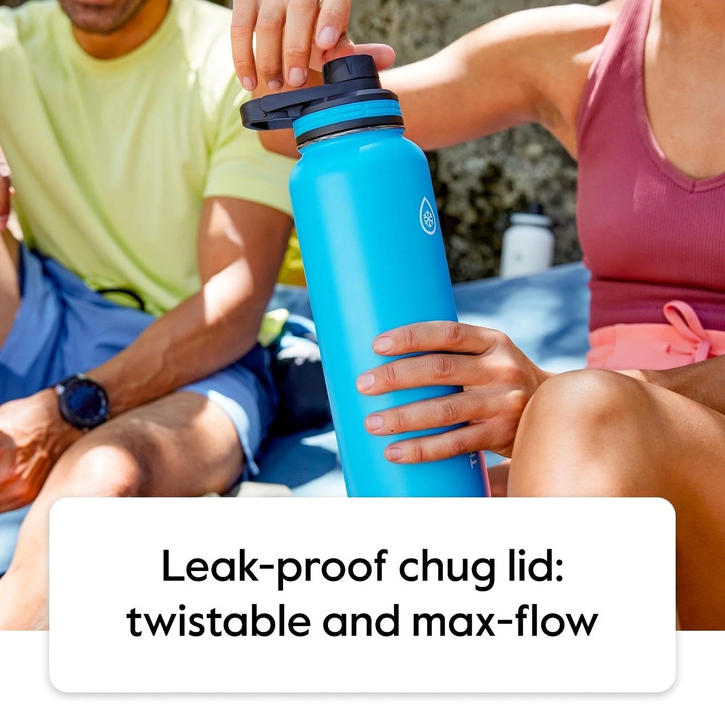 ThermoFlask 40 oz Double Wall Vacuum Insulated Stainless Steel Water Bottle - Reusable with Leakproof Chug & Straw Lids - Keeps Drinks Cold 24 hr/Hot 12 hr - Easy Maintenance - Gym/On-the-Go, Cobalt