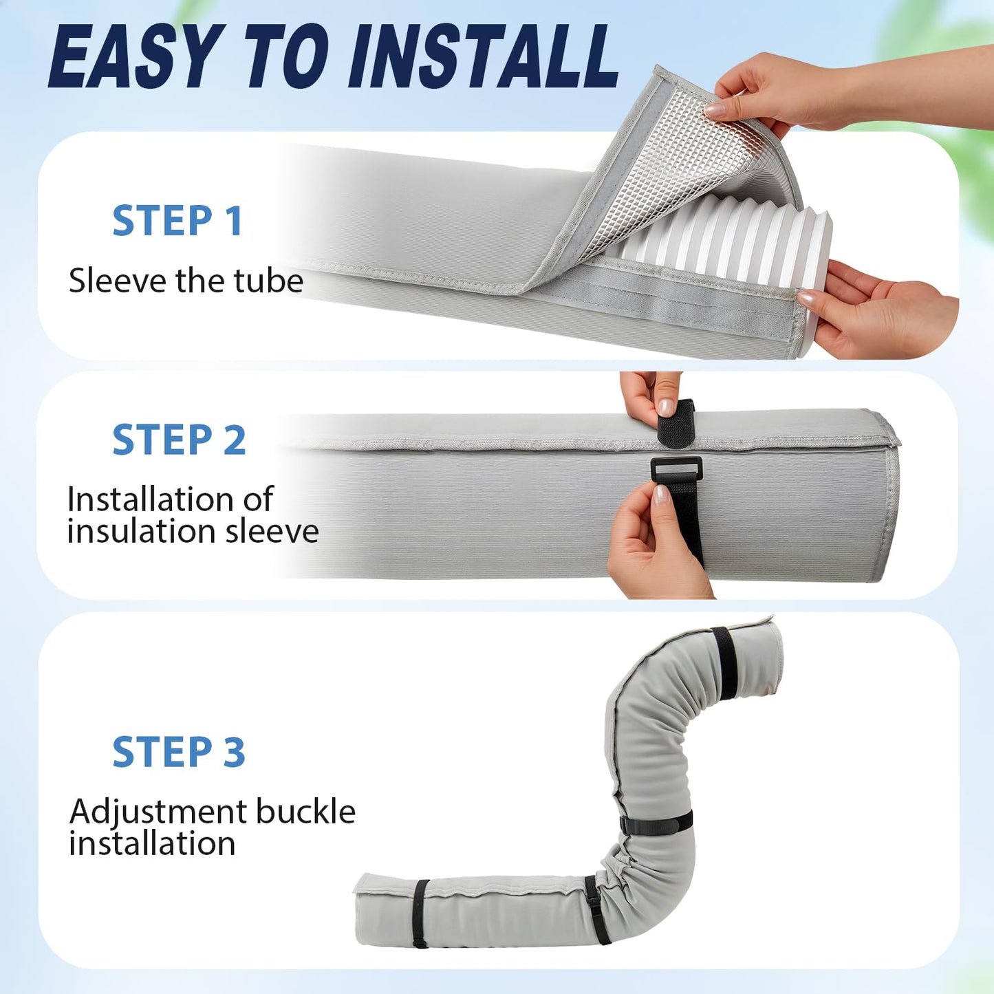 2PCS Portable Air Conditioner Hose Cover Wrap,Insulated AC Hose Duct Vent Cover Sleeve,3 Layer Insulation Exhaust Hose Wrap with Adjustable Strap for Portable AC Fits 5"-5.9" Dia Exhaust Hose Tube