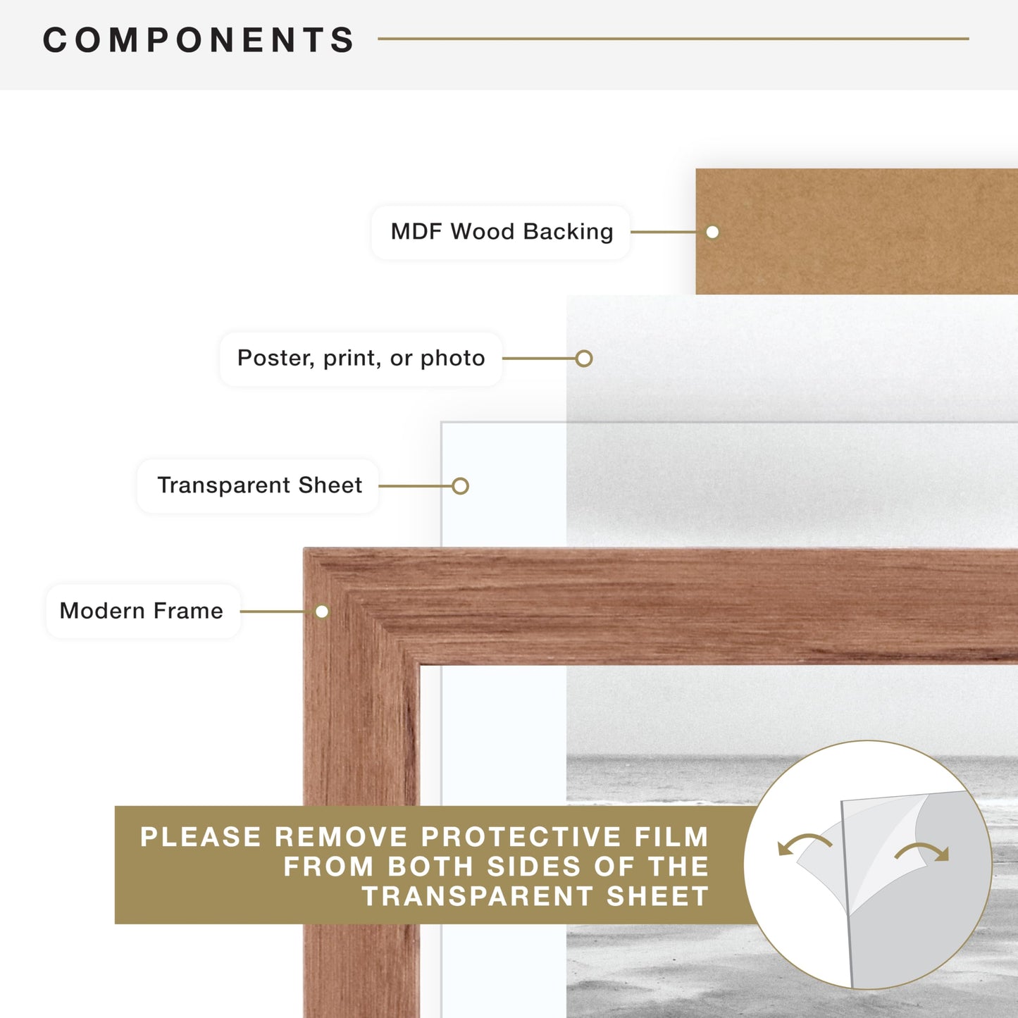 MCS Museum Poster Frame 24x36 Medium Oak, Vertical & Horizontal Wall Hanging Large Picture Frame for Photos, Posters & Art Prints (1-Pack)