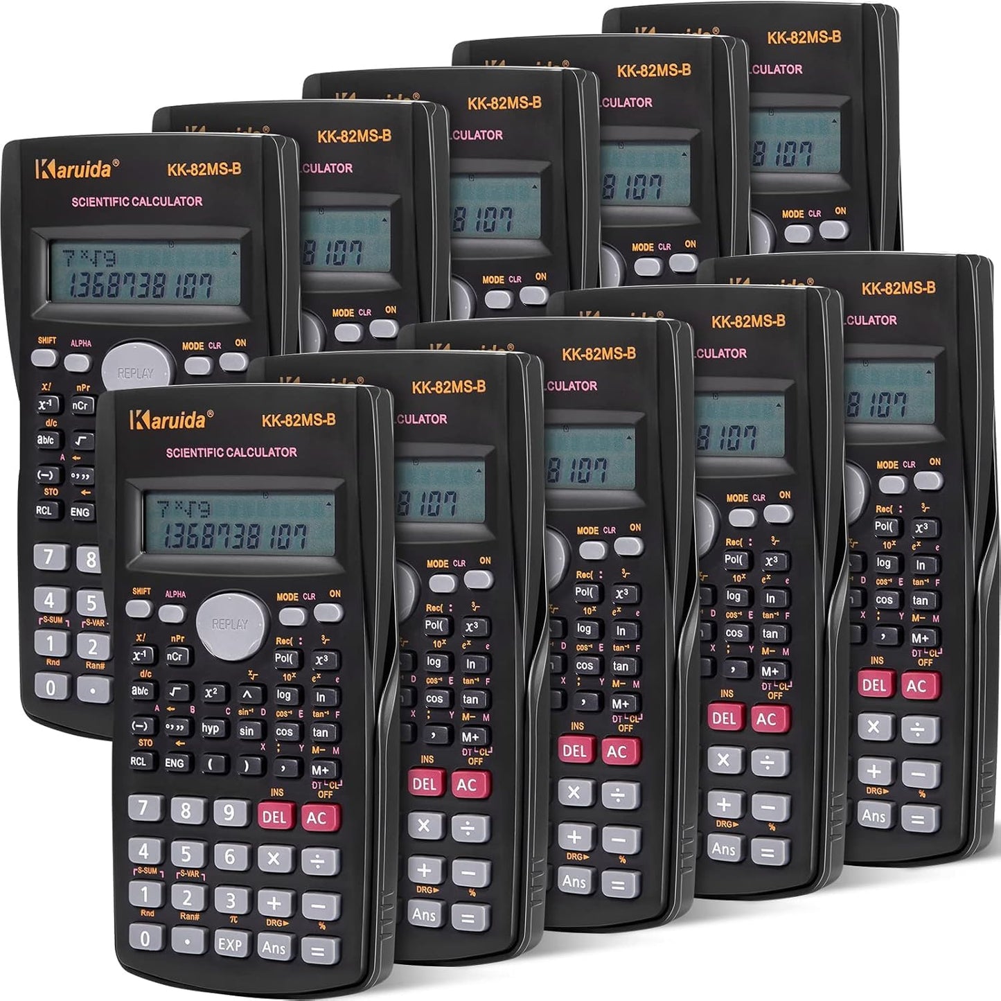 Flutesan 15 Pieces 2 Line Engineering Scientific Calculator Bulk Function Math Calculator Large Display for Student Teacher Classroom High School College School, AAA Batteries Included